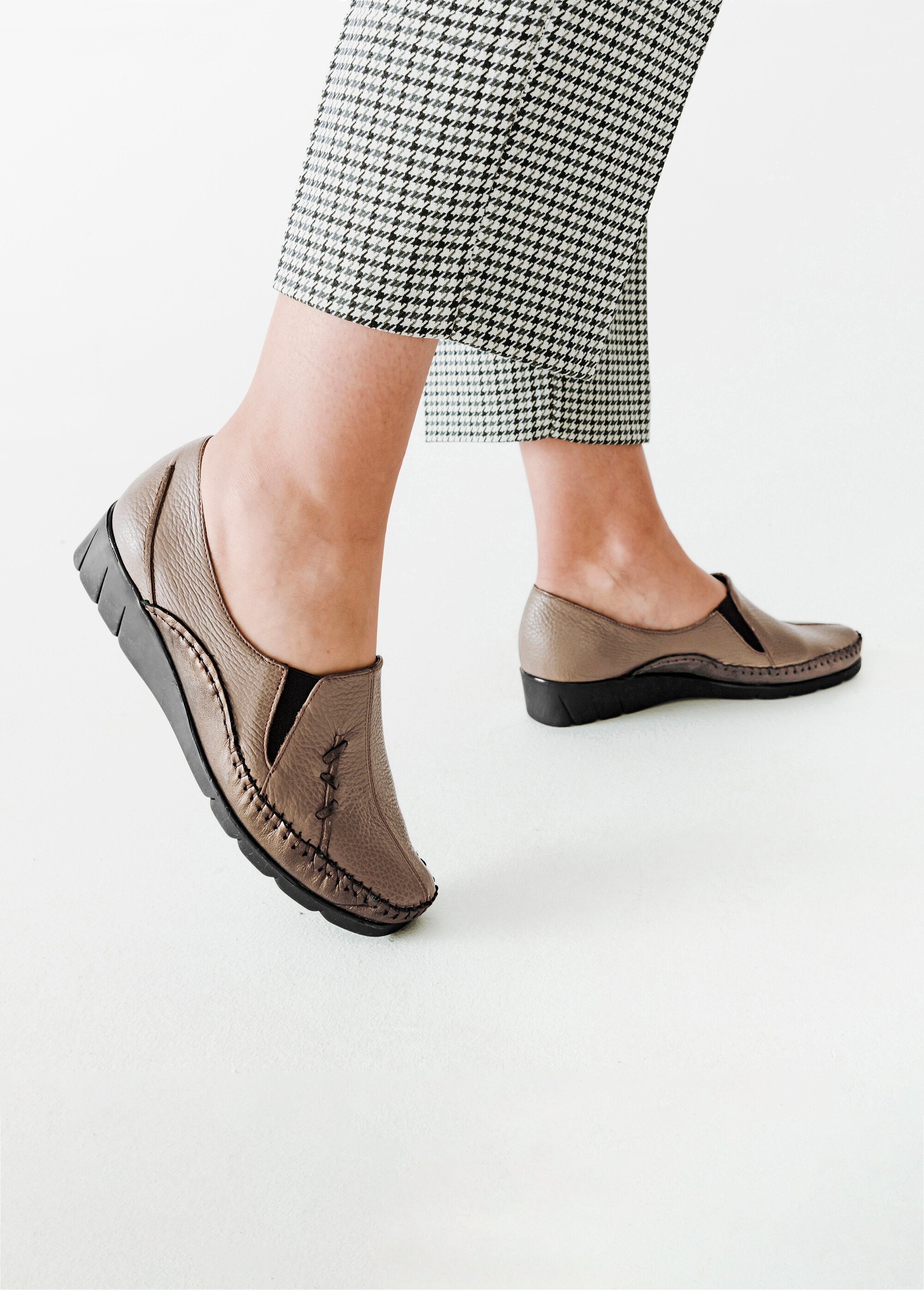 Mocassin cuir bi-matière Femme Marron ORDOIRE SF1