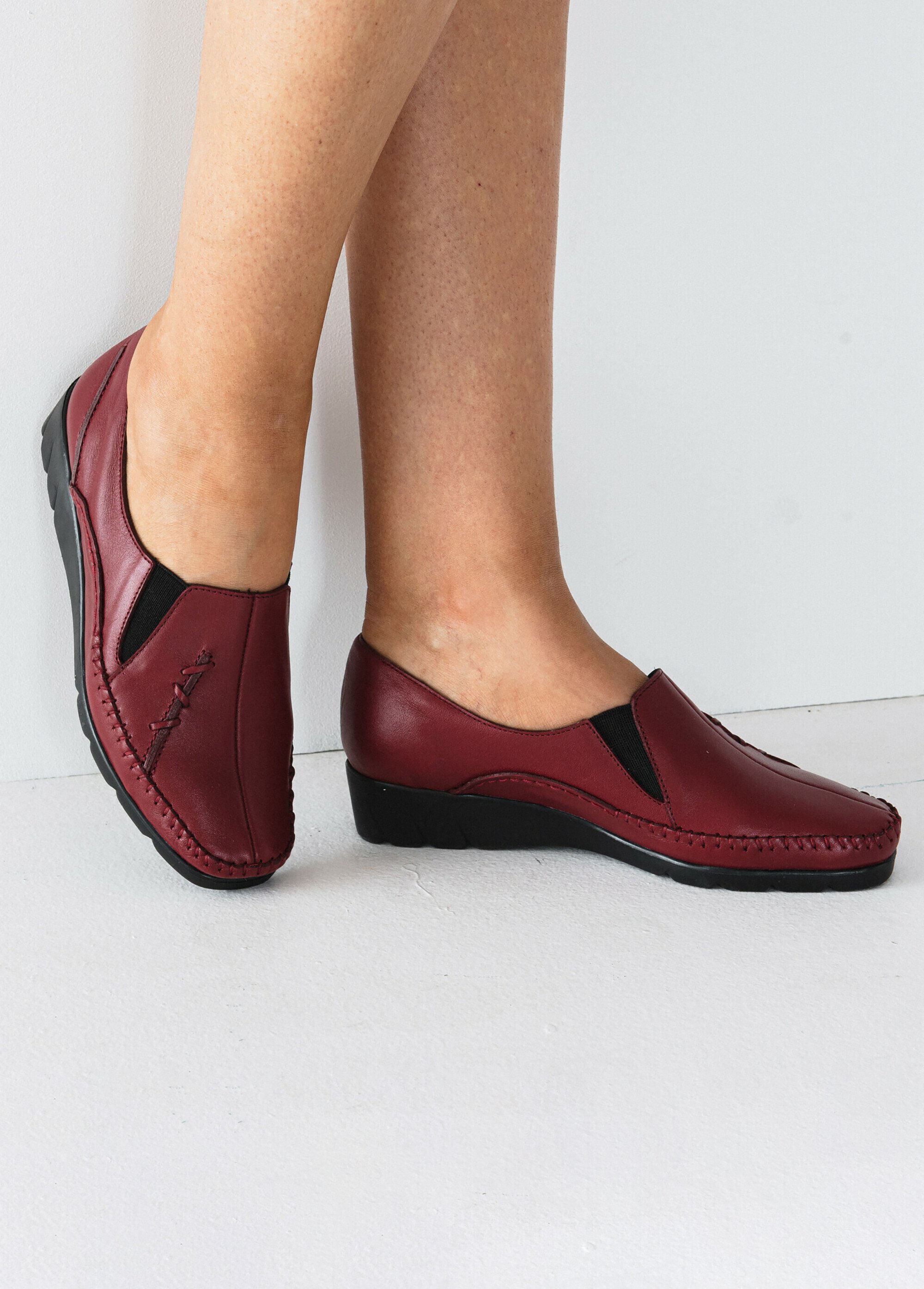 Mocassin cuir bi-matière Femme Rouge ORDOIRE SF1