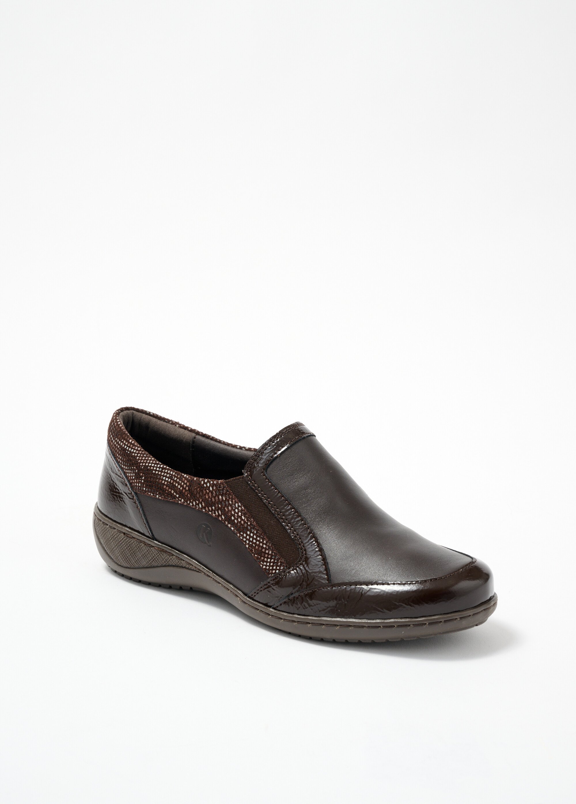 Mocassins élastiqués compensés grande largeur cuir