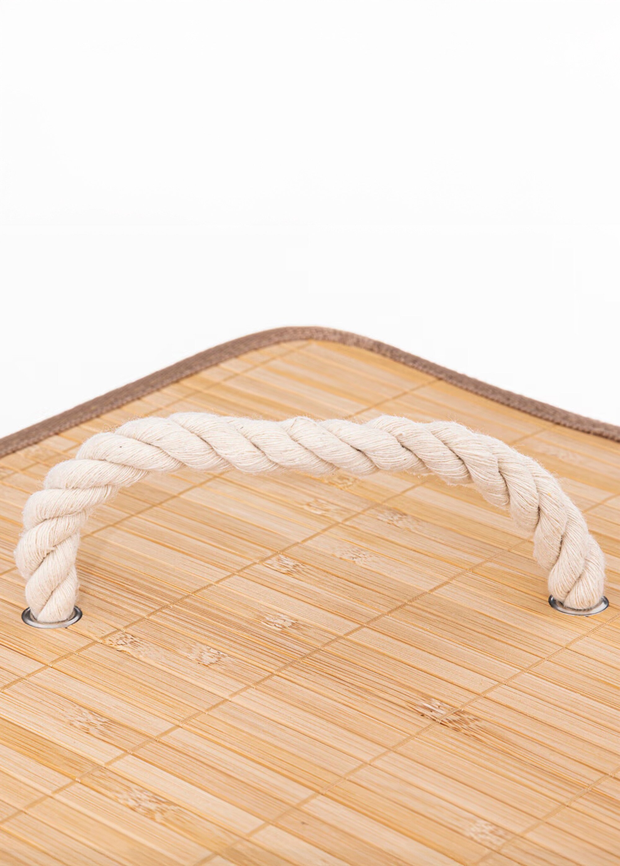 Panier à linge d'angle en bambou, clair BAMBOU ET BLANC JJA-174781 DE2