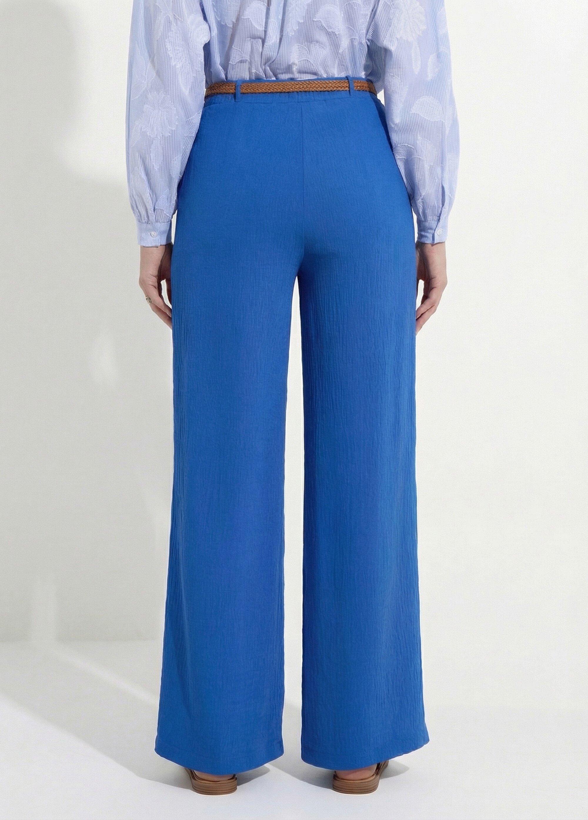 Pantalon taille élastiquée avec ceinture Femme Bleu NERRA DO1