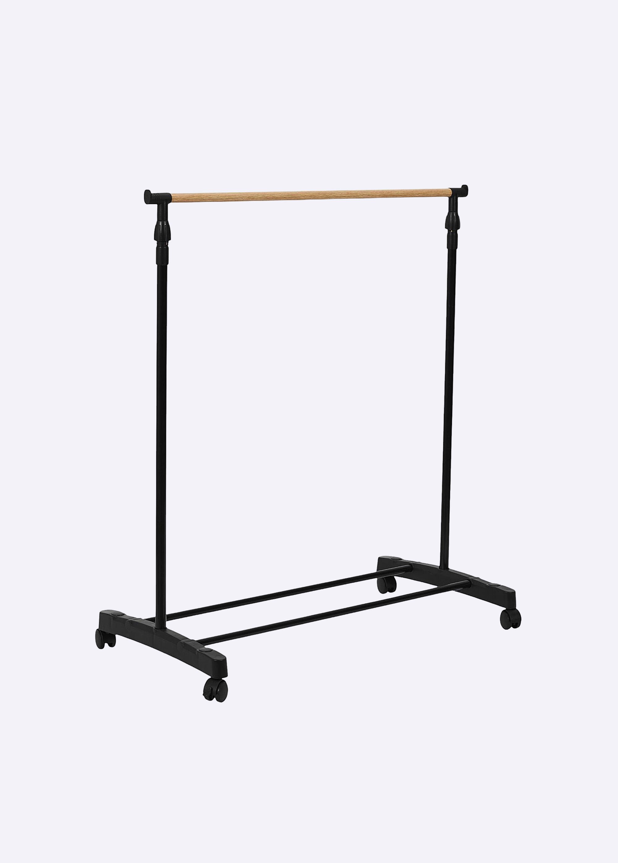 Portant métal à roulettes, effet bois NOIR CMP-RG0082 FA1