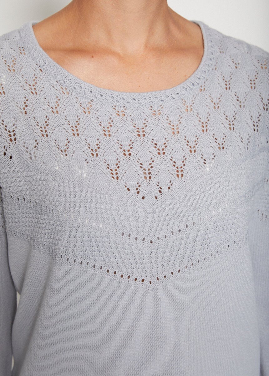 Pull maille fantaisie ajourée