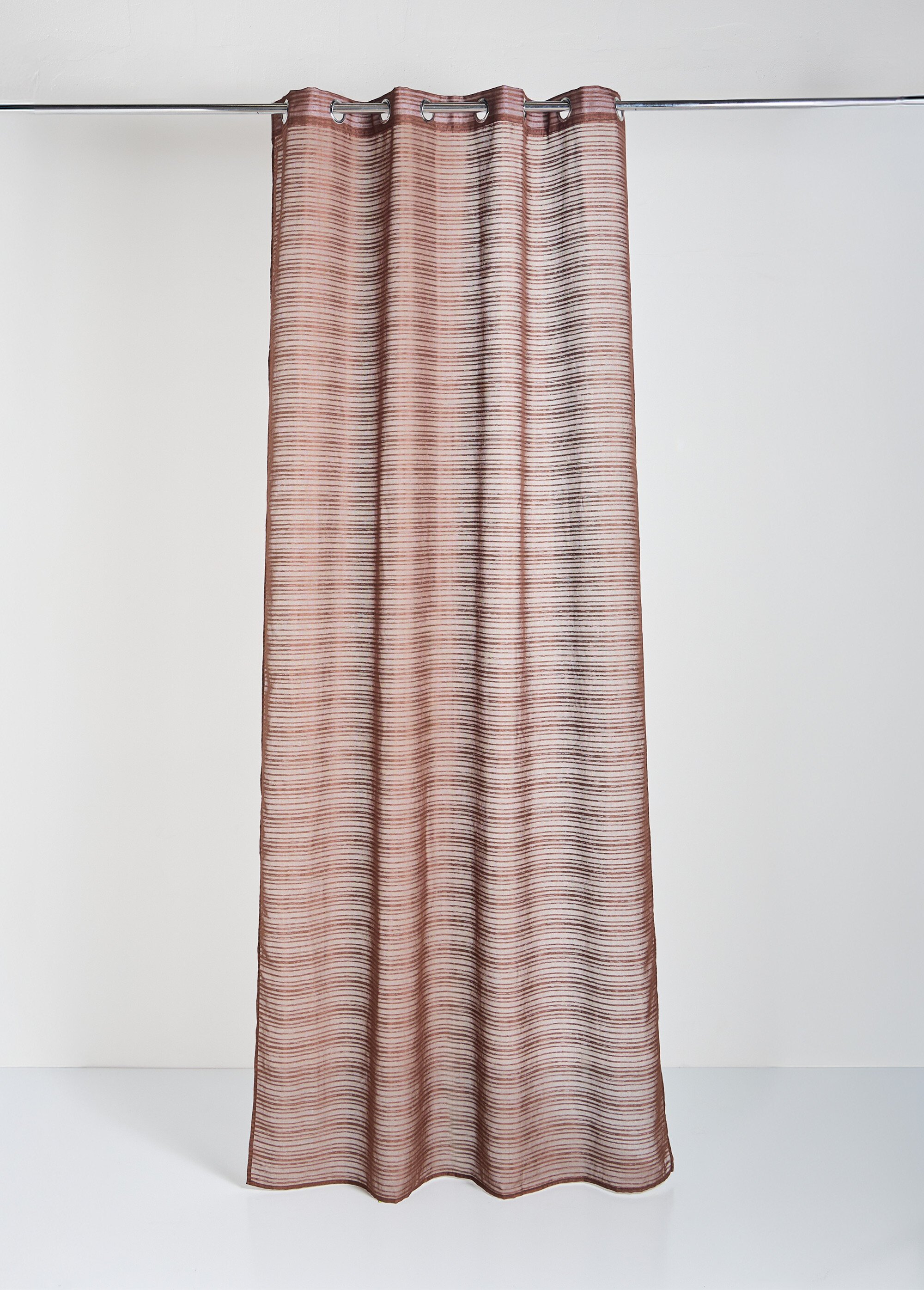 Rideau 1 panneau à œillets, foncé hori. Marron COTZZ120068-4 FA1