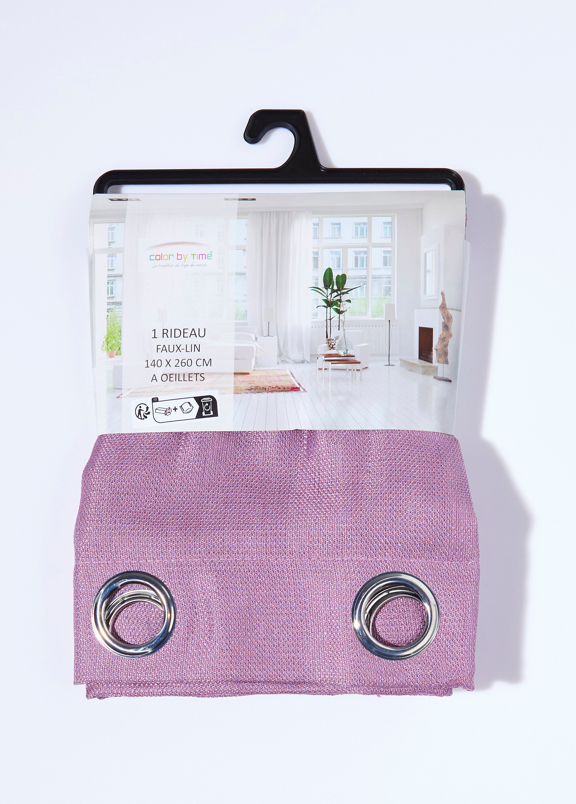 Rideau 1 panneau texturé, avec œillets Violet COTZZ120068-5 DE2
