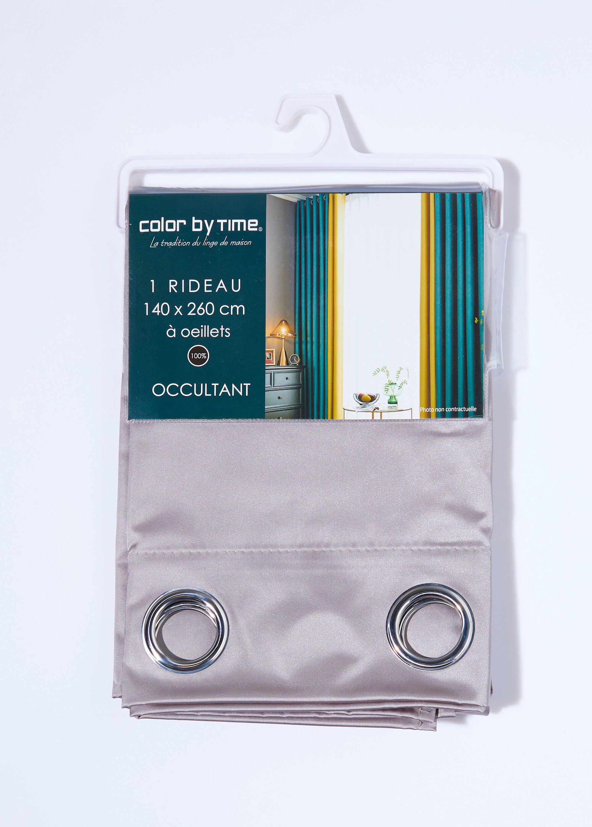 Rideau occultant uni 1 panneau à œillets Argenté COTZA128233-1 DE2