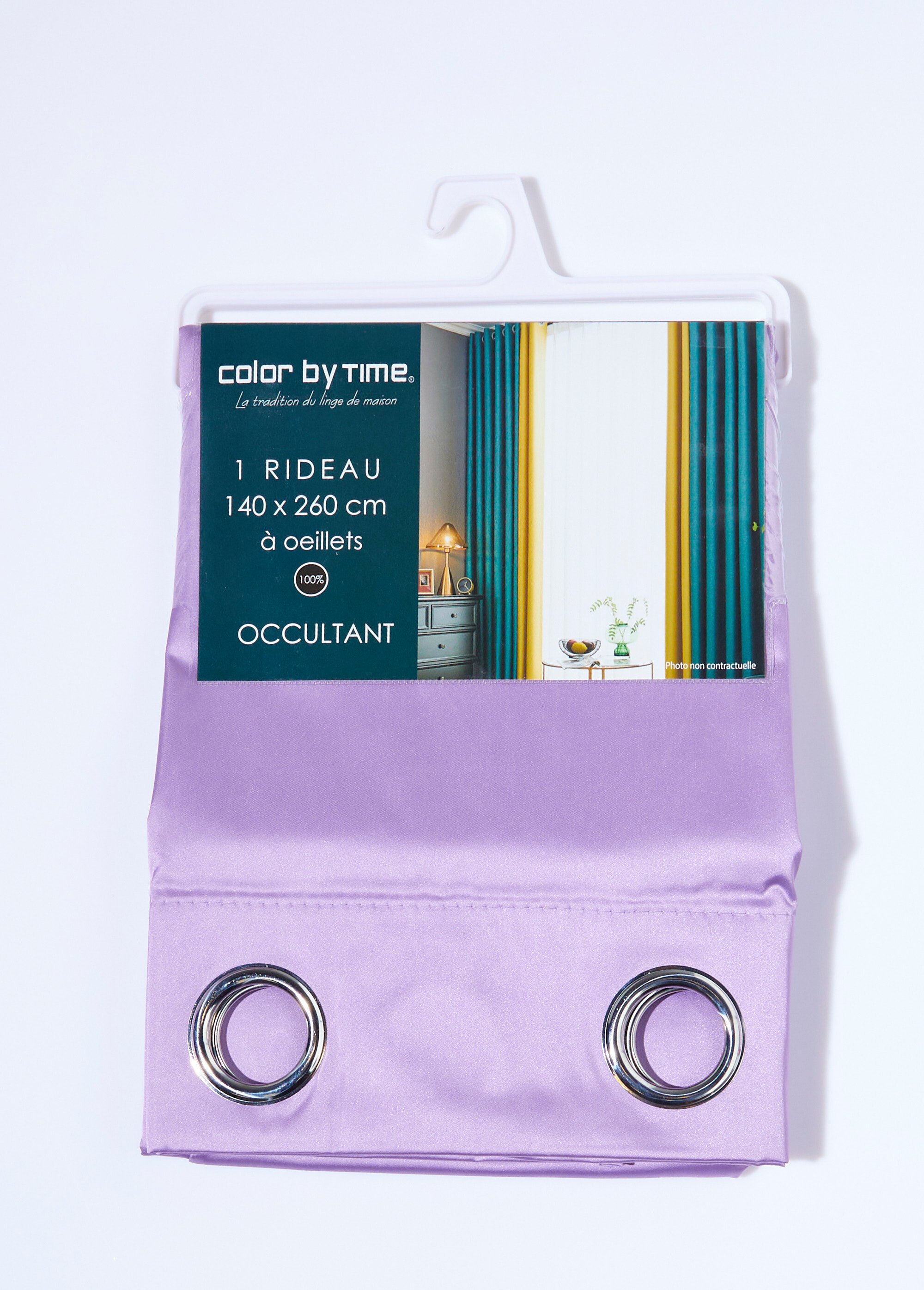 Rideau occultant uni 1 panneau à œillets Violet COTZA128233-1 DE2