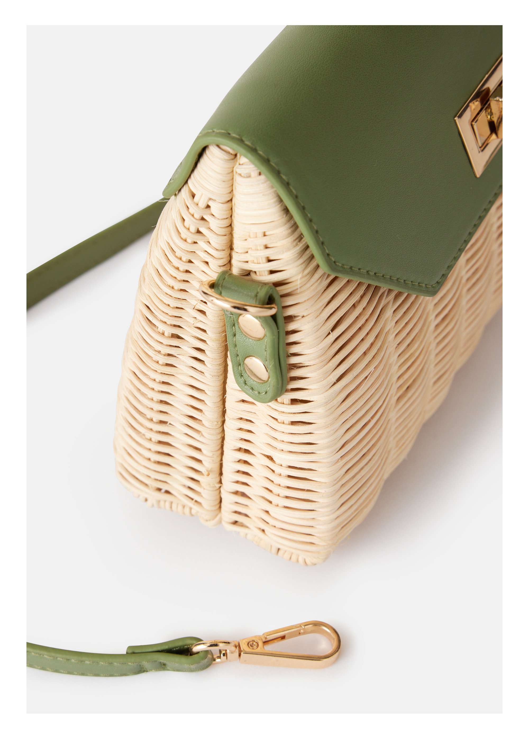 Sac besace bicolore rotin tressé Femme Grande Taille Vert ULTRA DE3