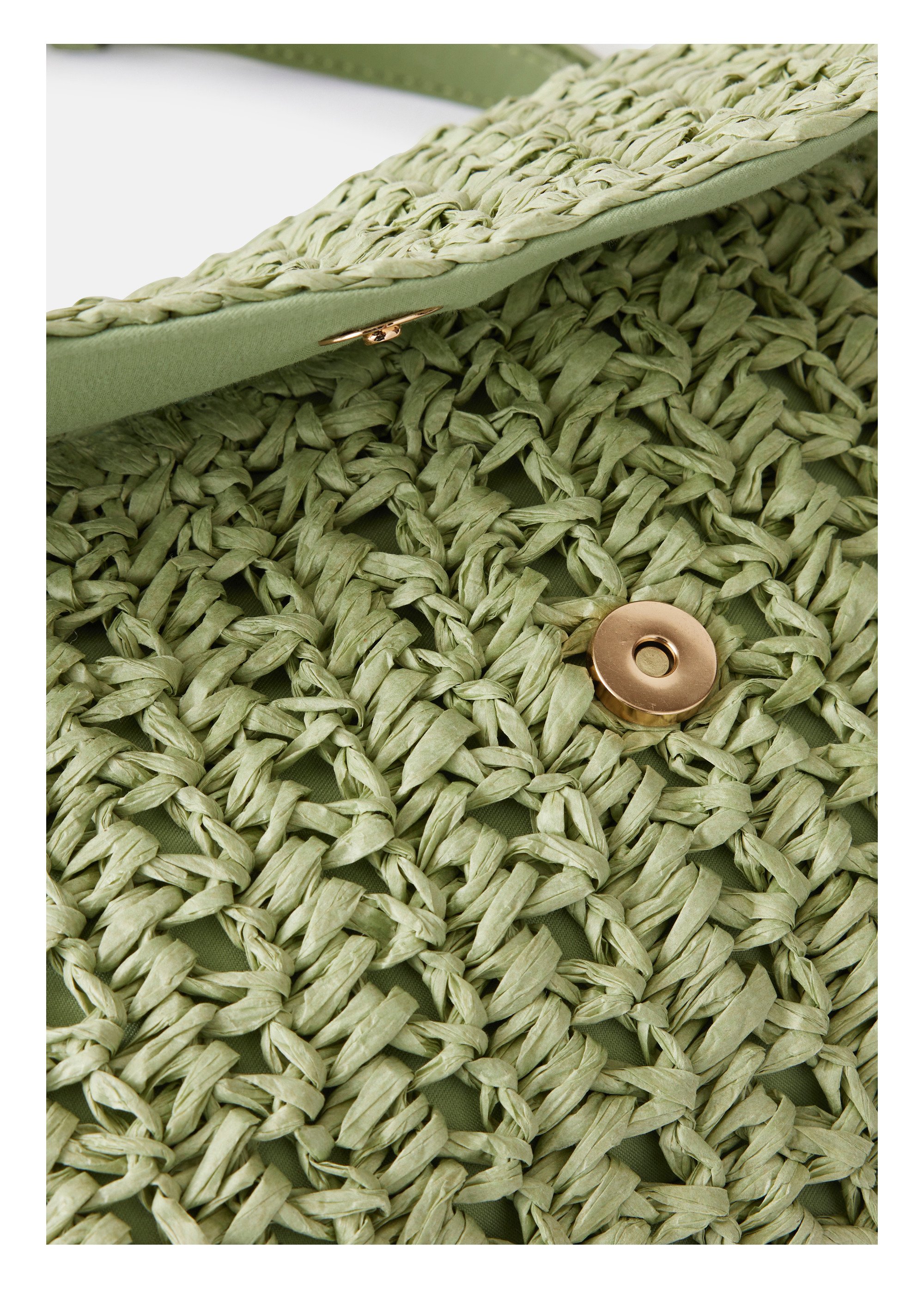 Sac besace en paille vert olive Femme Vert UDINI DE3