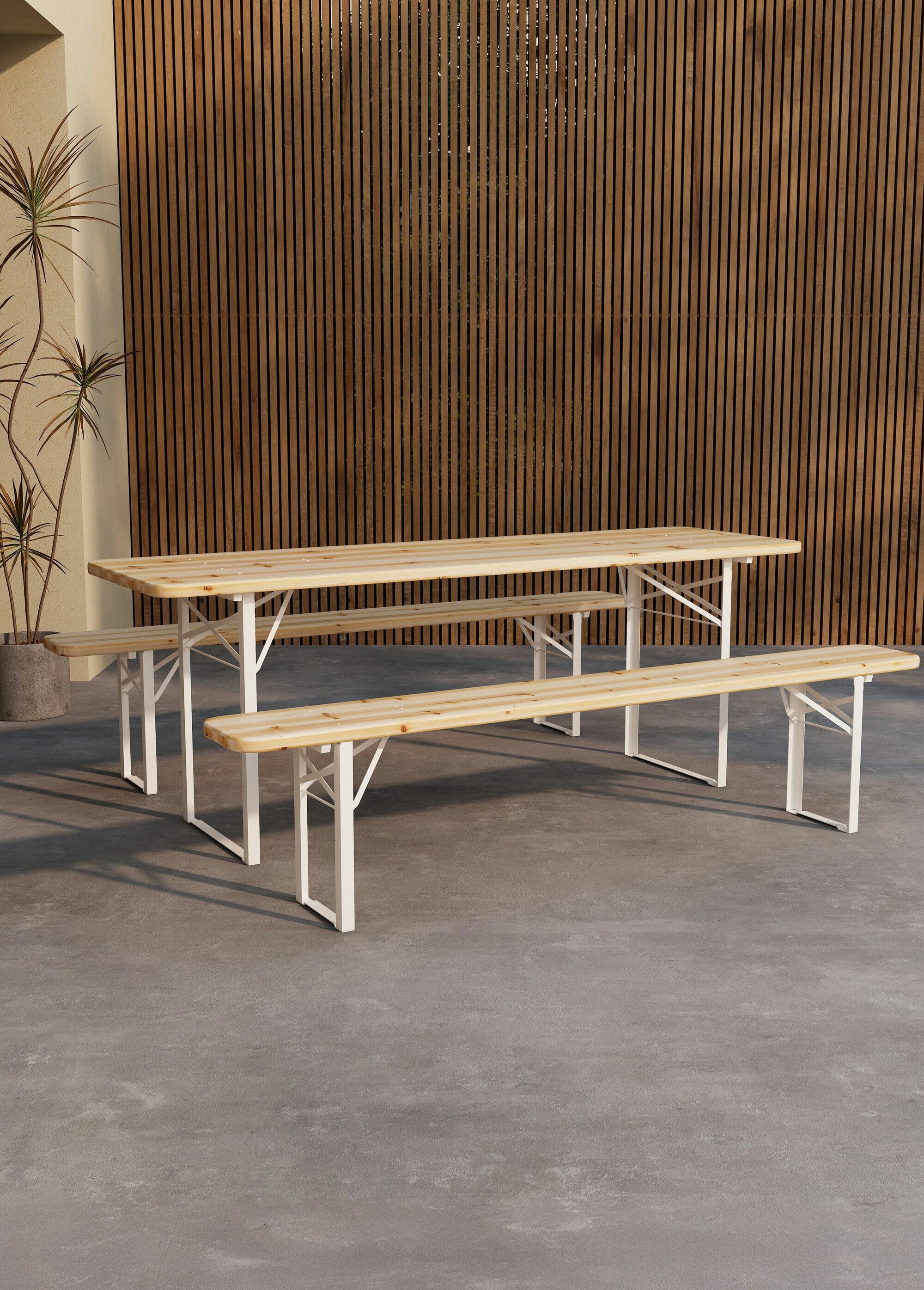 Set Table + Bancs d'appoint en teck BEIGE VEN-9553-222 SI1