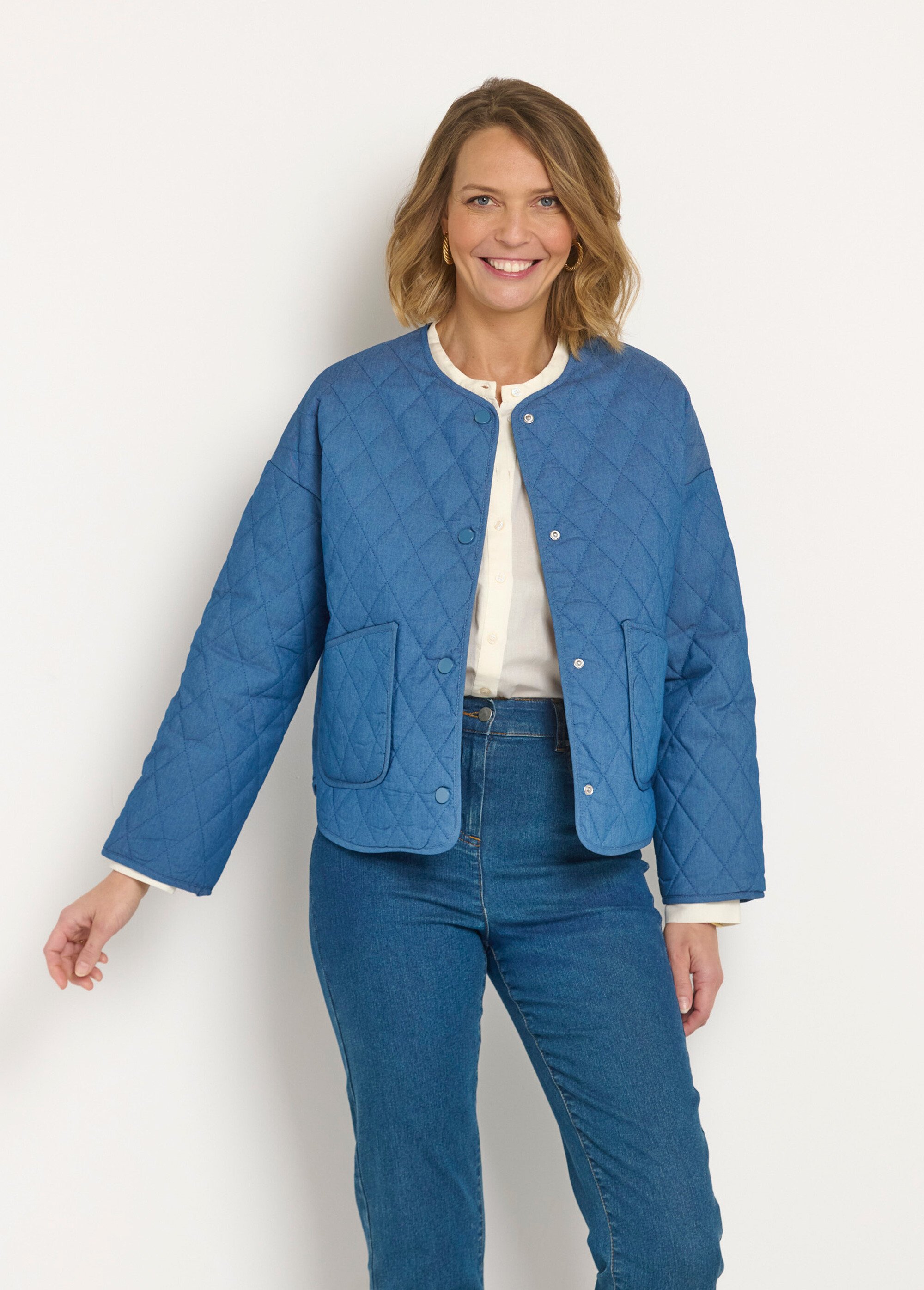 Veste matelassée à pressions en denim Bleu Afibel
