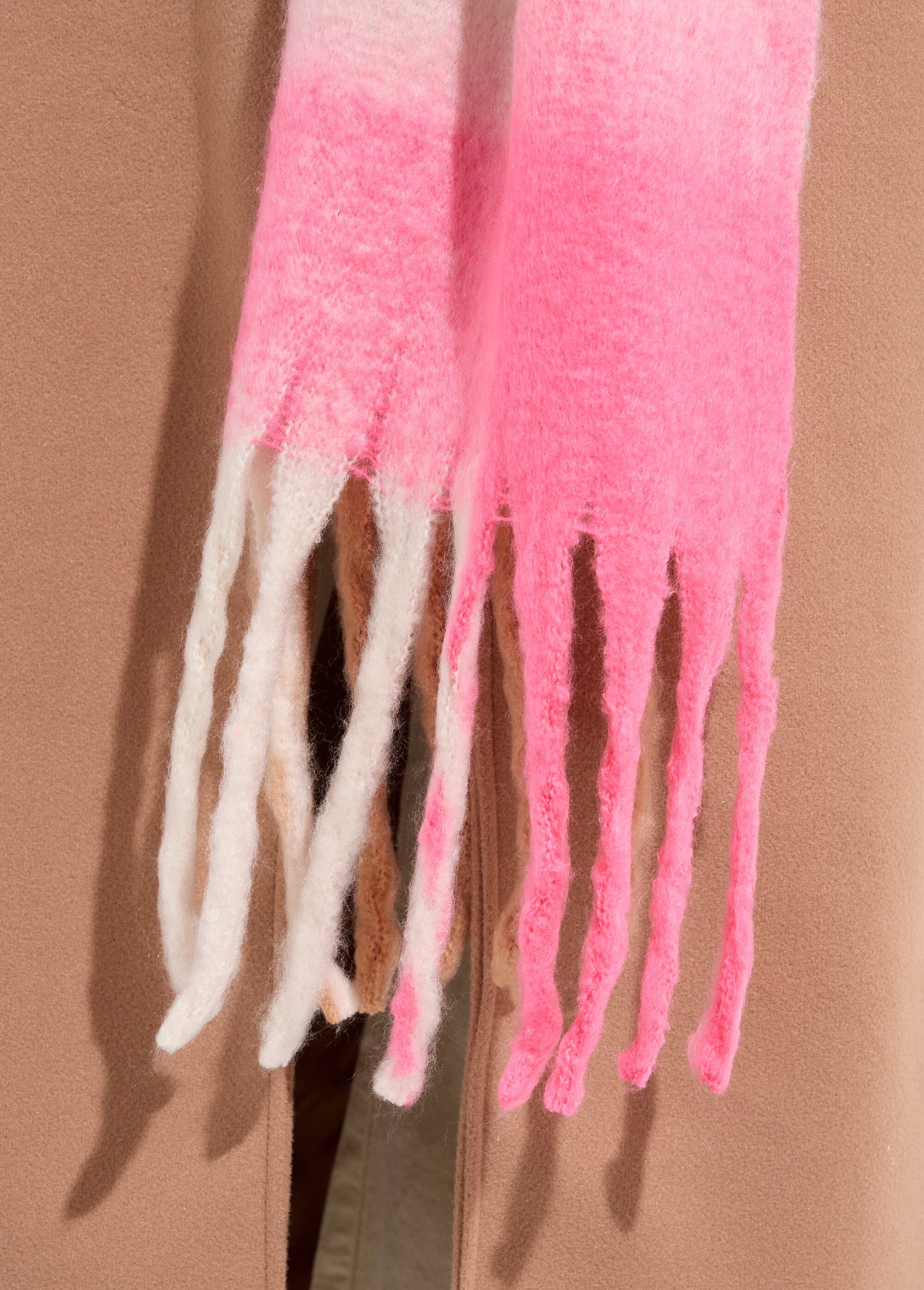 Echarpe XXL carreaux et grosses franges Femme Rose NES180LSW2516 DE1