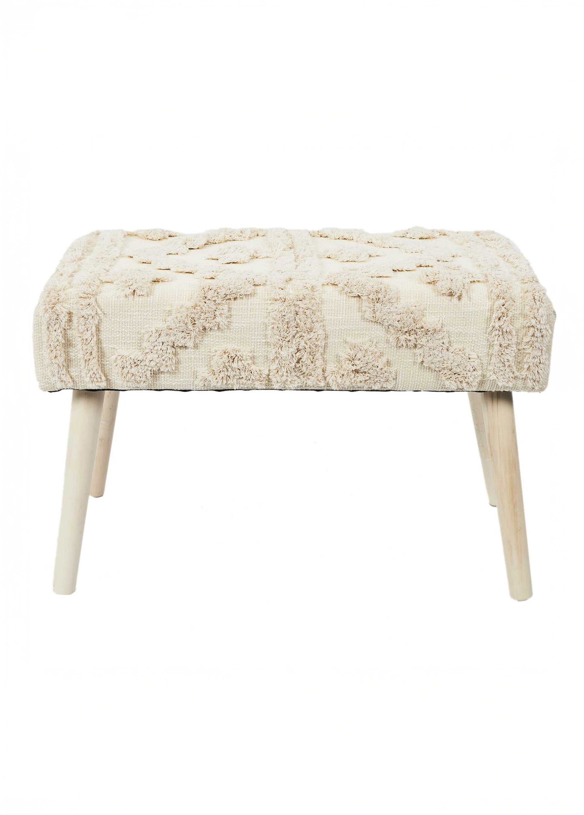 Banc en tissu frangé style ethnique BEIGE CMP-HD7524 DE1