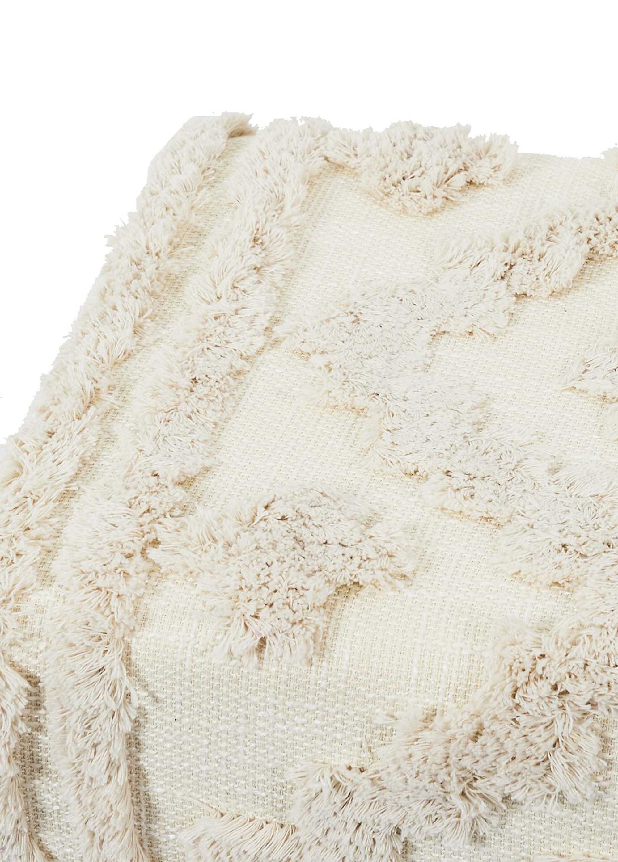 Banc en tissu frangé style ethnique BEIGE CMP-HD7524 DE2