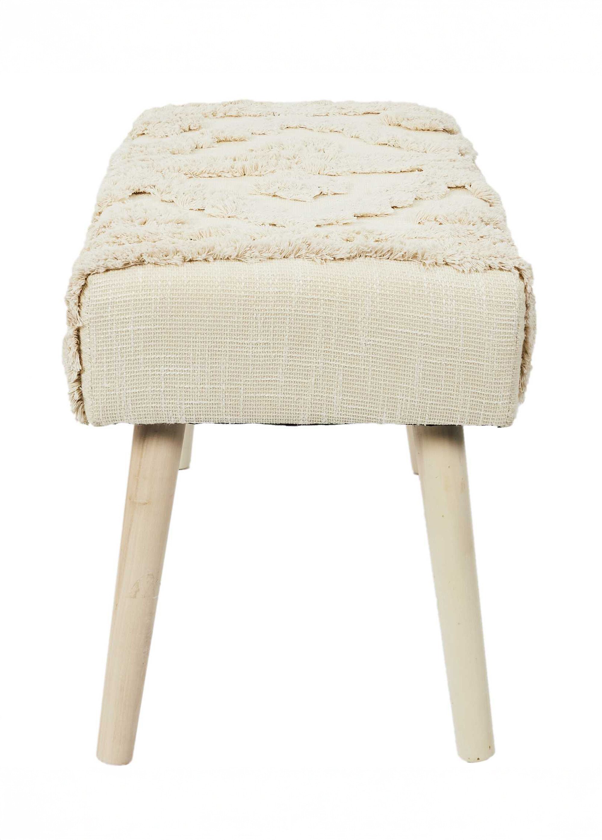 Banc en tissu frangé style ethnique BEIGE CMP-HD7524 DR1