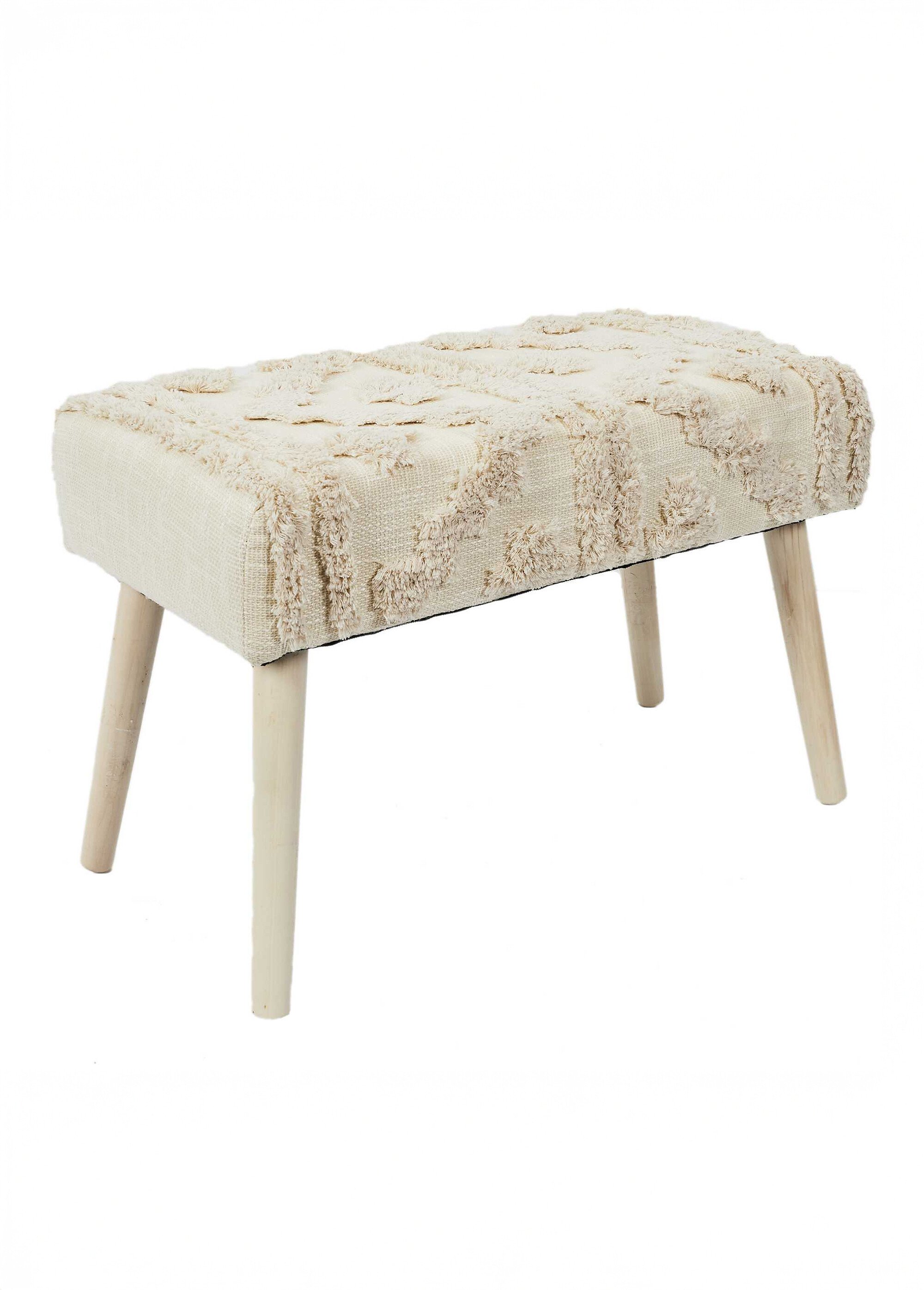 Banc en tissu frangé style ethnique BEIGE CMP-HD7524 FA1