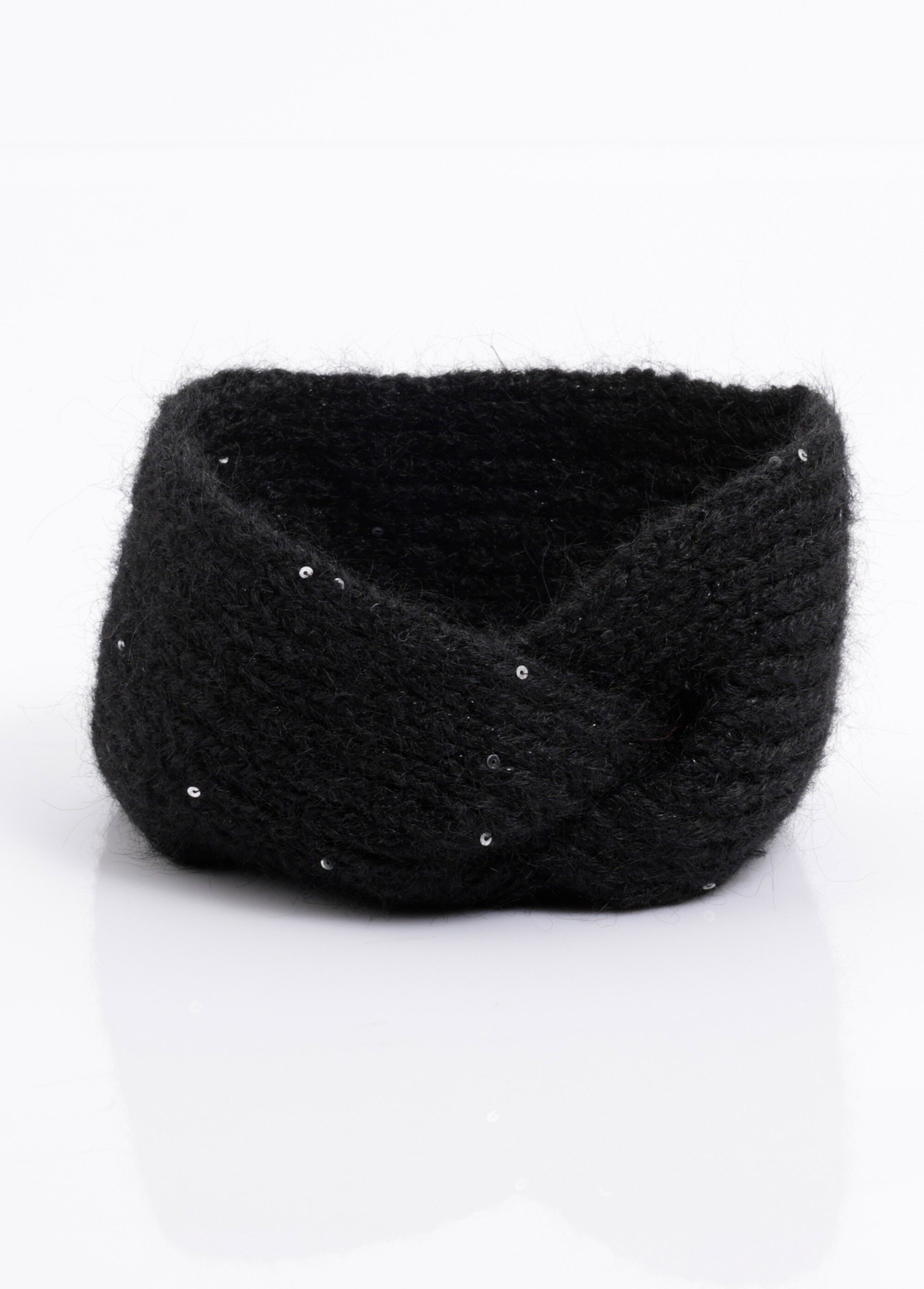 Bandeau chaud maille brillante à sequins