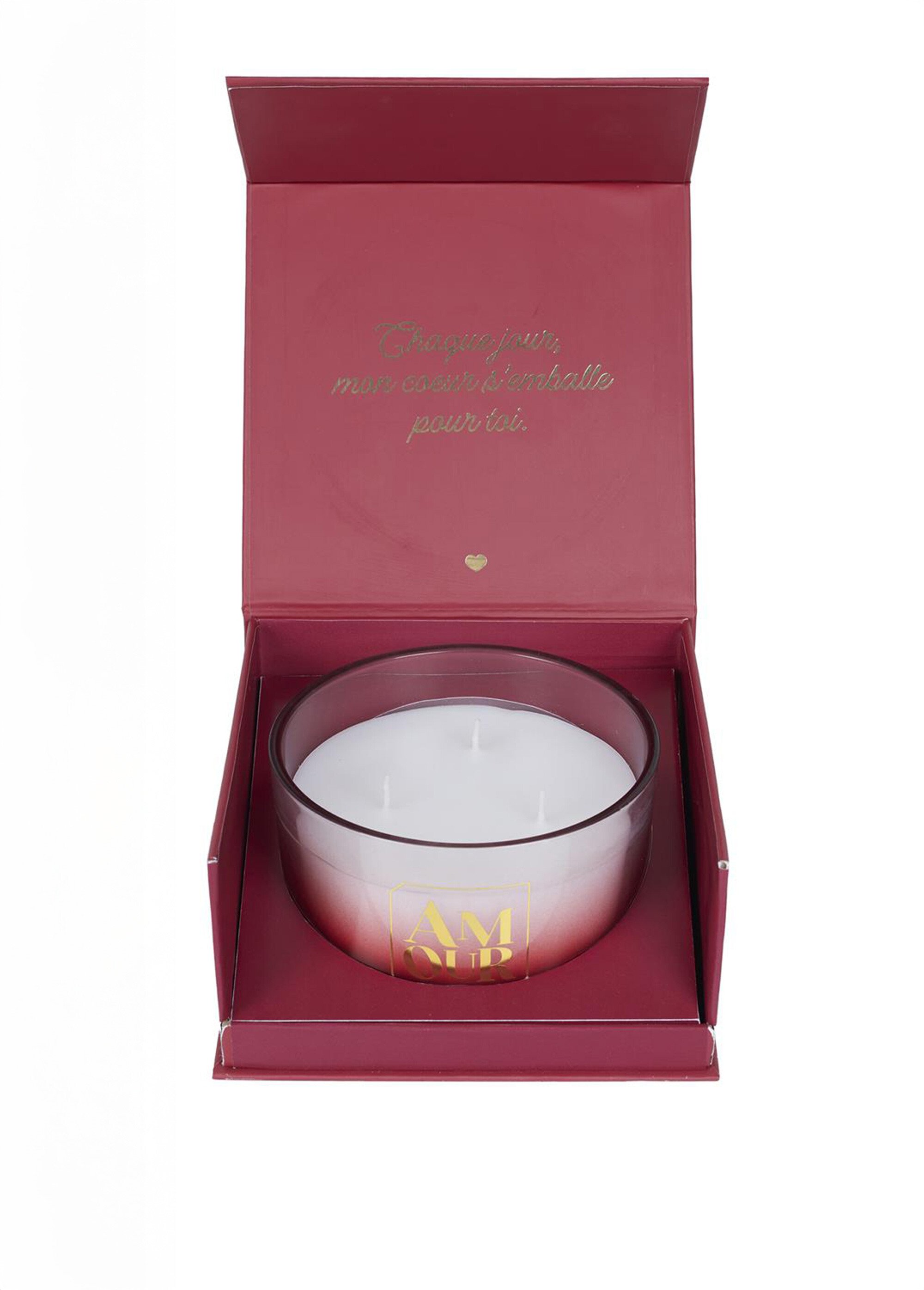 Bougie 3 mèches Amour + coffret Rouge CMP-BO0090 DE1