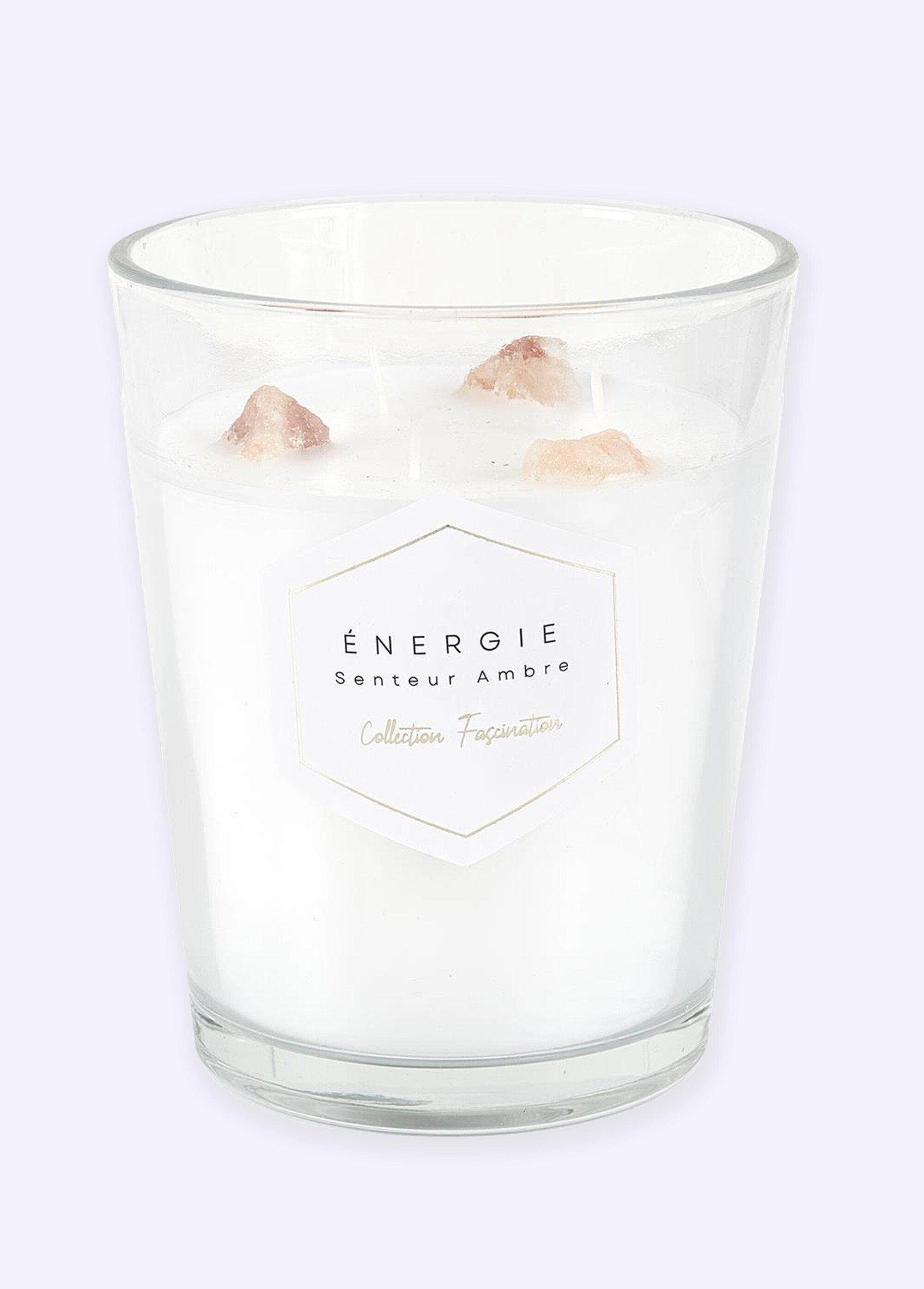Bougie parfumée dans vase, Pierres 16cm AMBRE CMP-BO0139 FA1