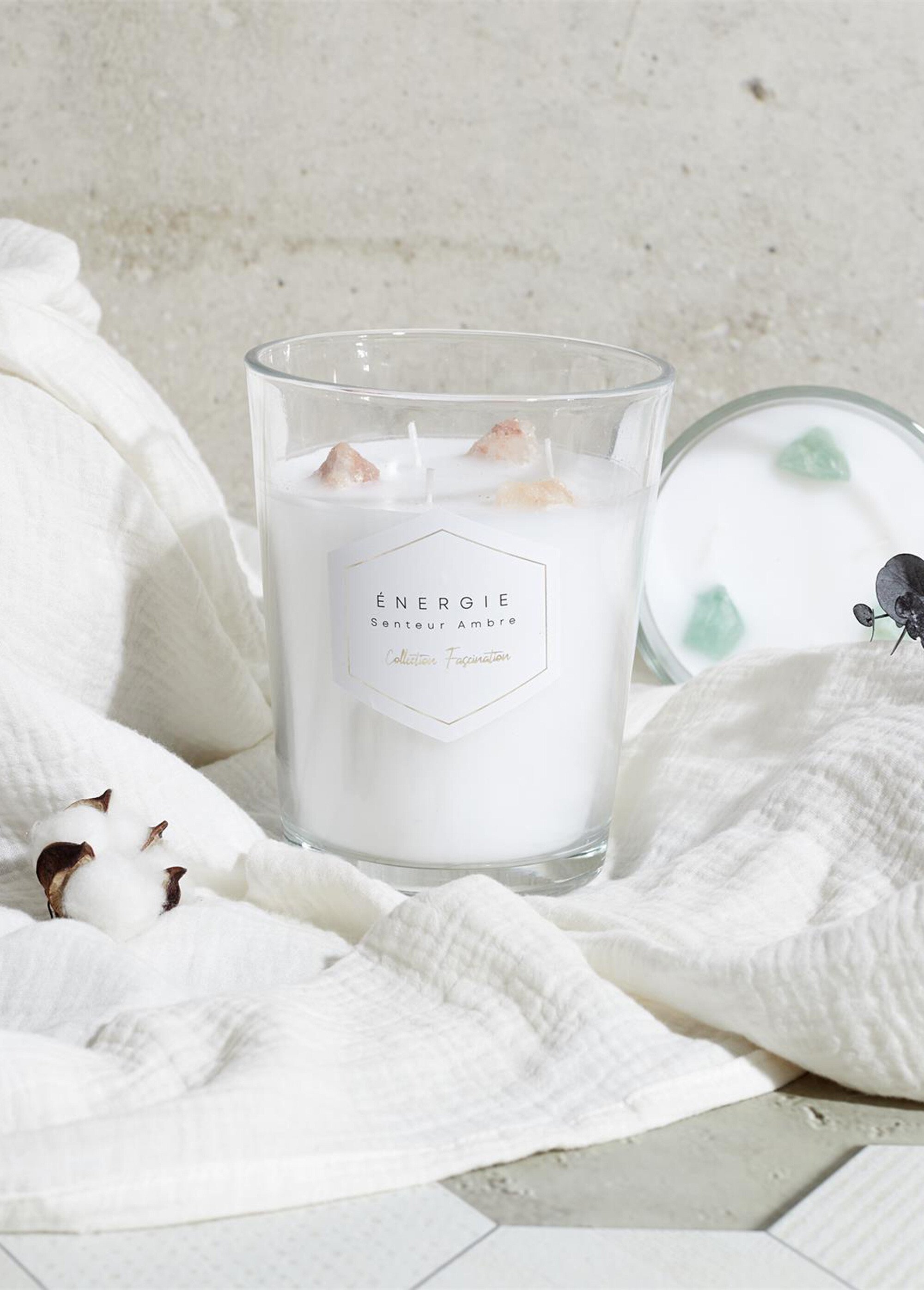 Bougie parfumée dans vase, Pierres 16cm AMBRE CMP-BO0139 SI1