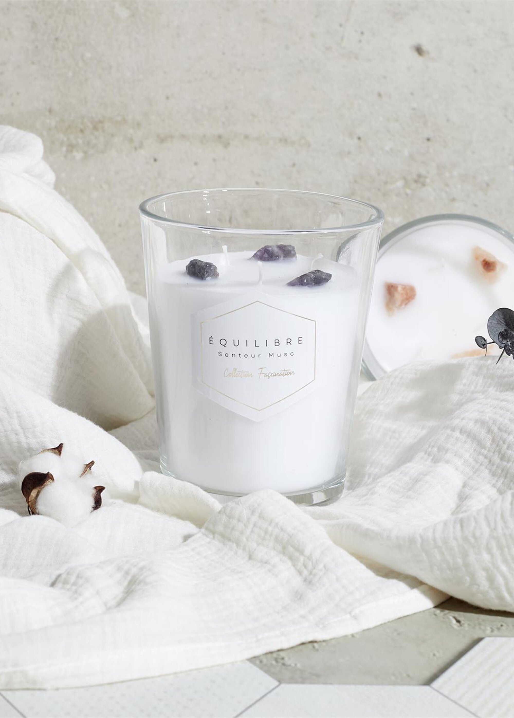 Bougie parfumée dans vase, Pierres 16cm MUSC CMP-BO0139 SI1