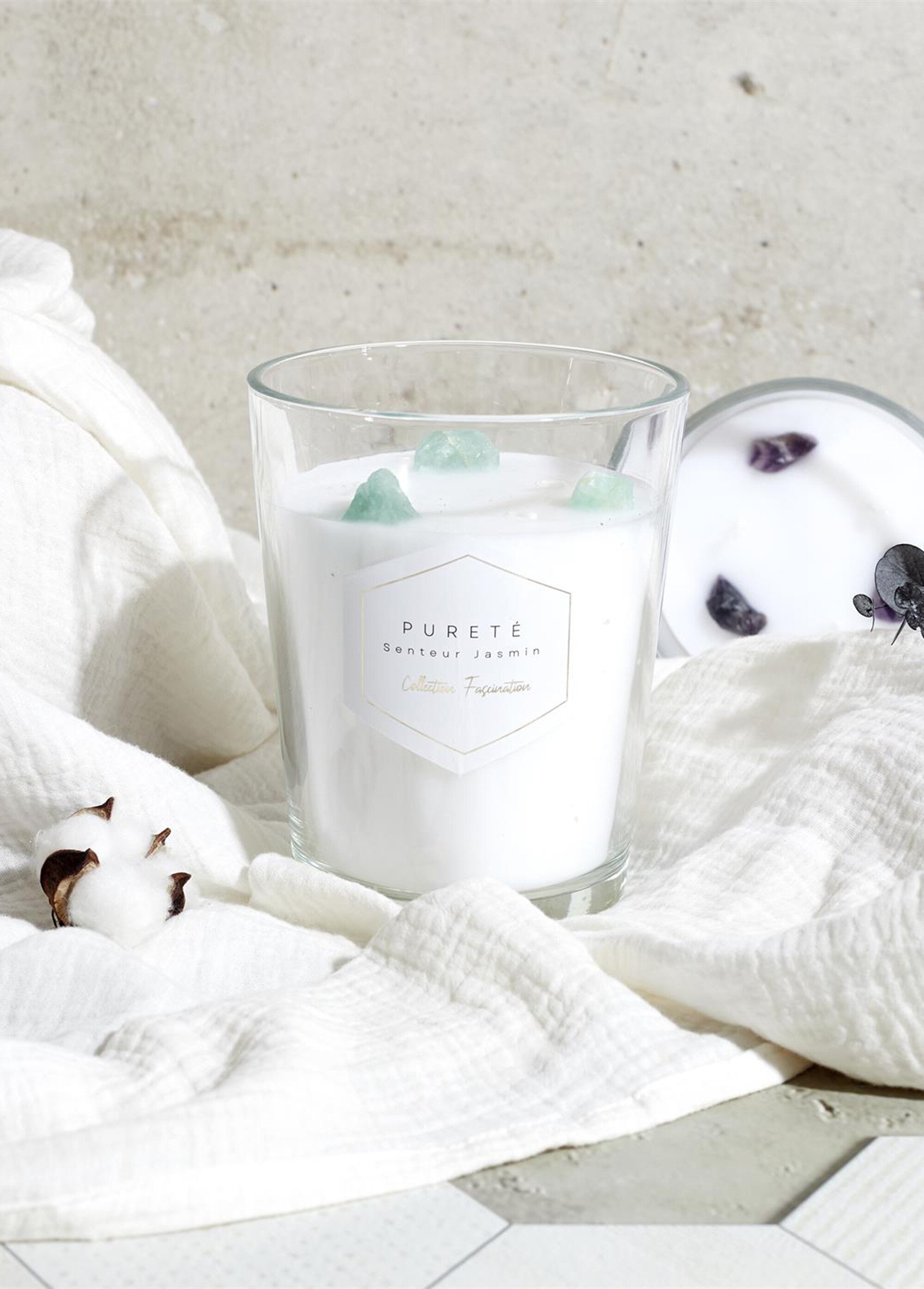 Bougie parfumée dans vase, Pierres 16cm JASMIN CMP-BO0139 SI1