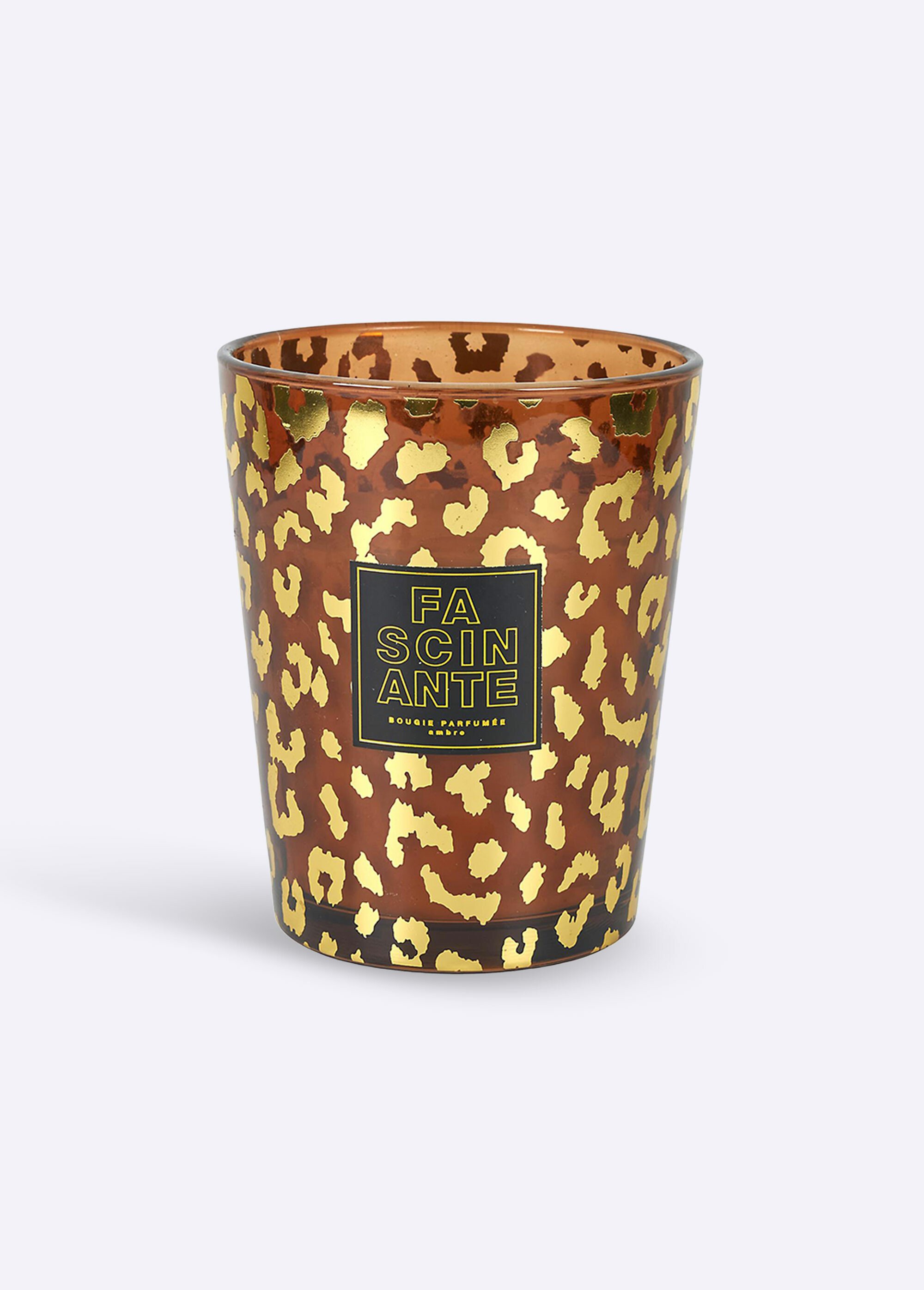 Bougie parfumée en verre motif léopard