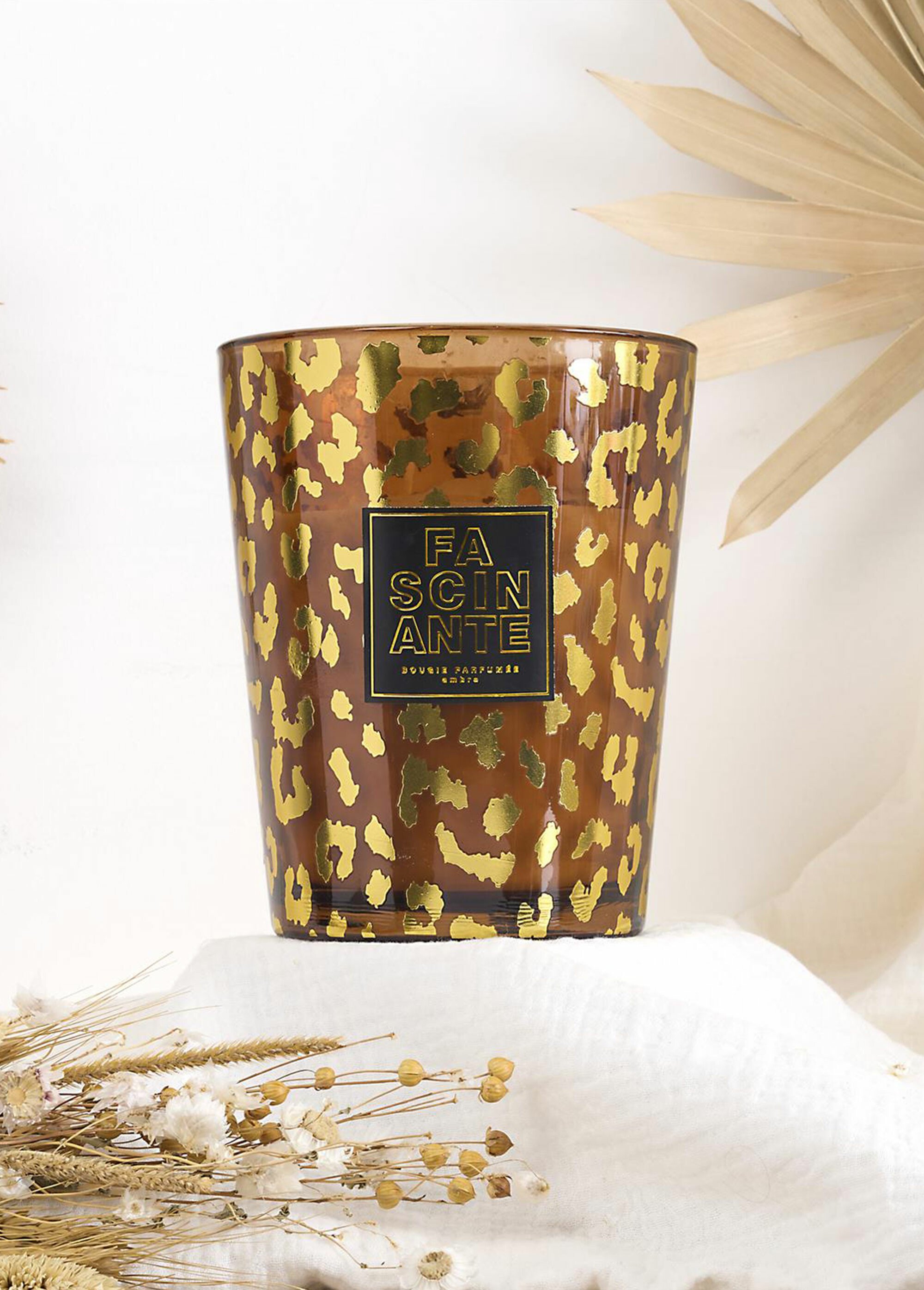 Bougie parfumée en verre motif léopard Marron CMP-BO0203 SI1