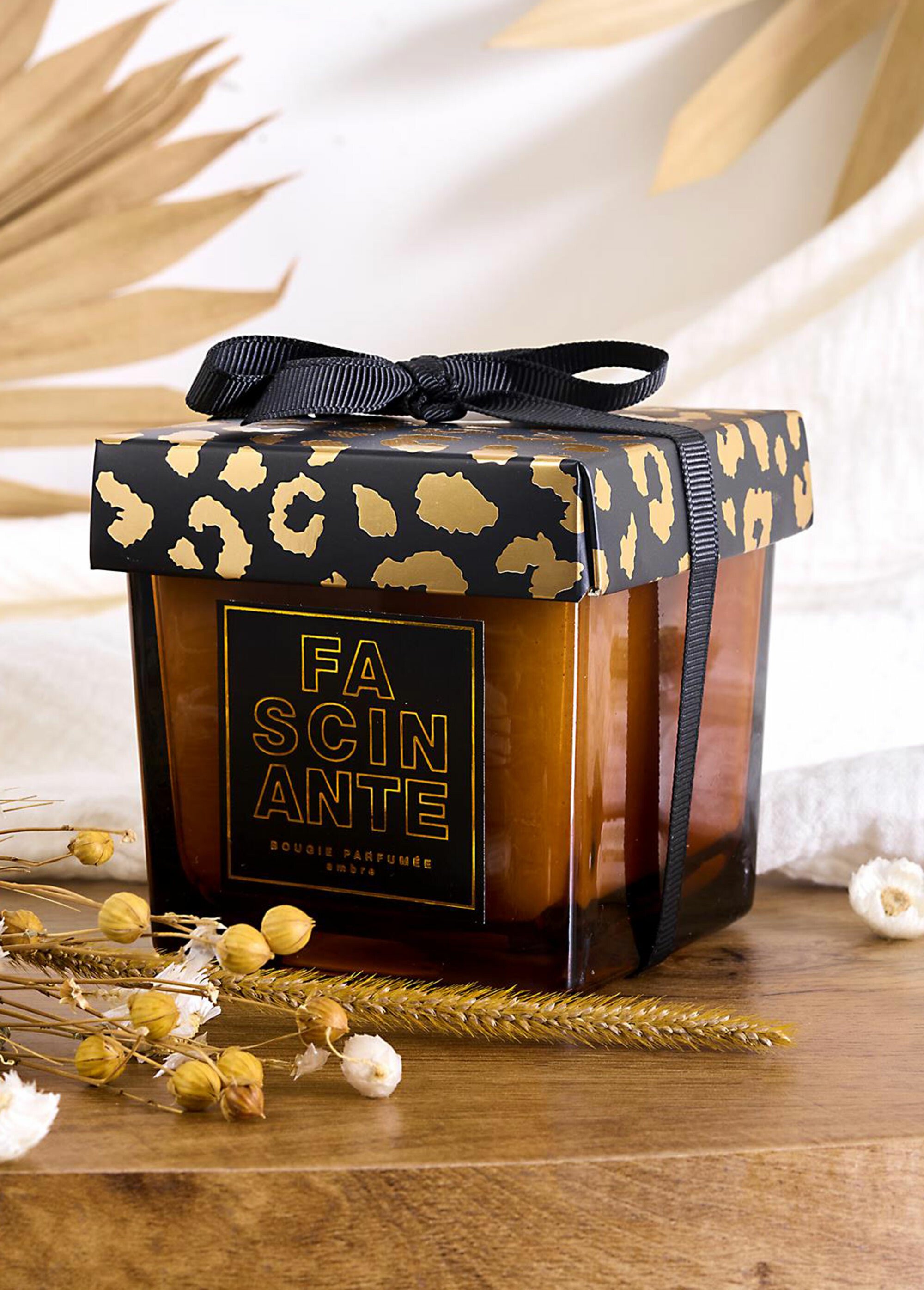 Bougie parfumée verre teinté à message Marron CMP-BO0202 SI1