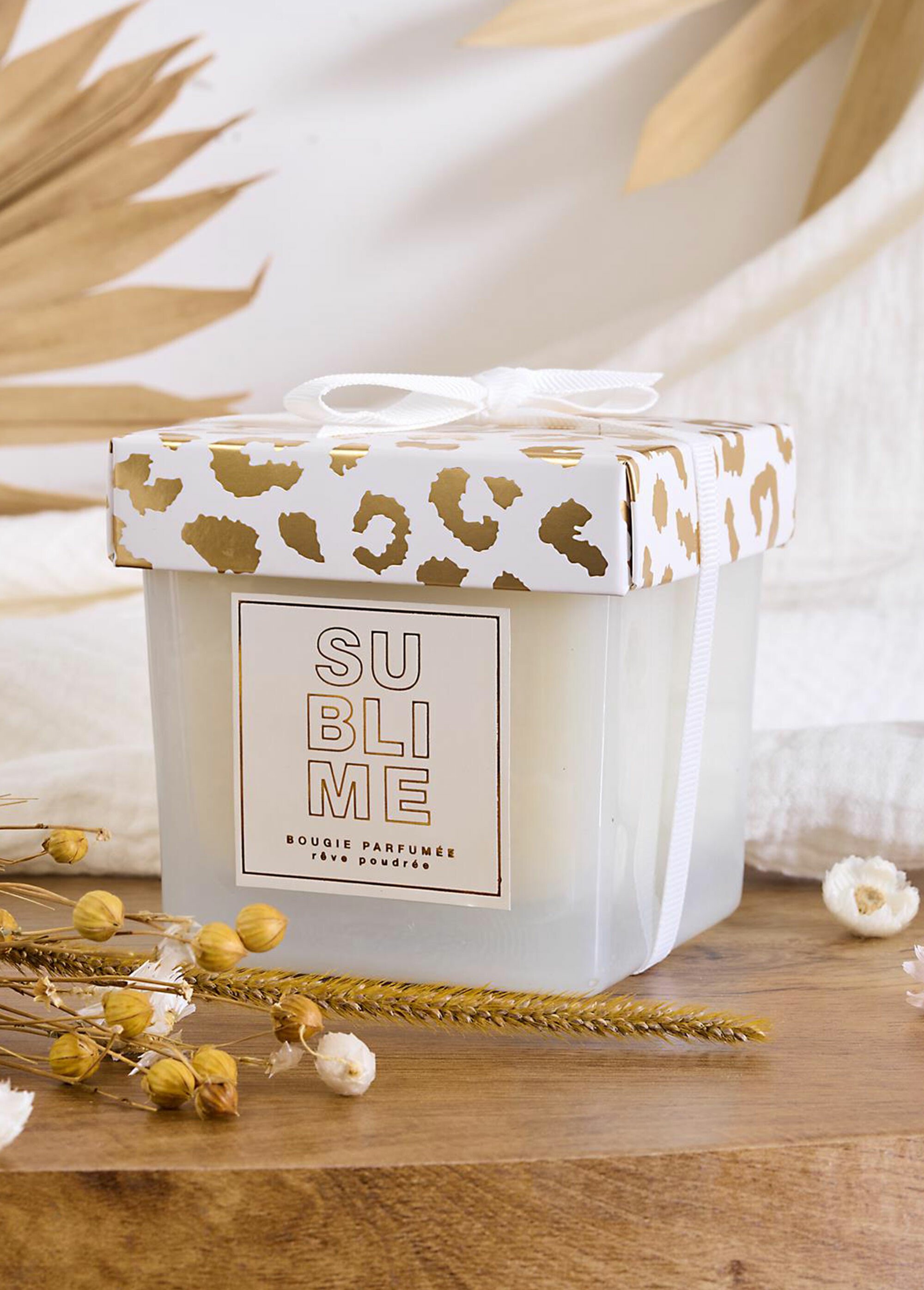 Bougie parfumée verre teinté à message Blanc CMP-BO0202 SI1