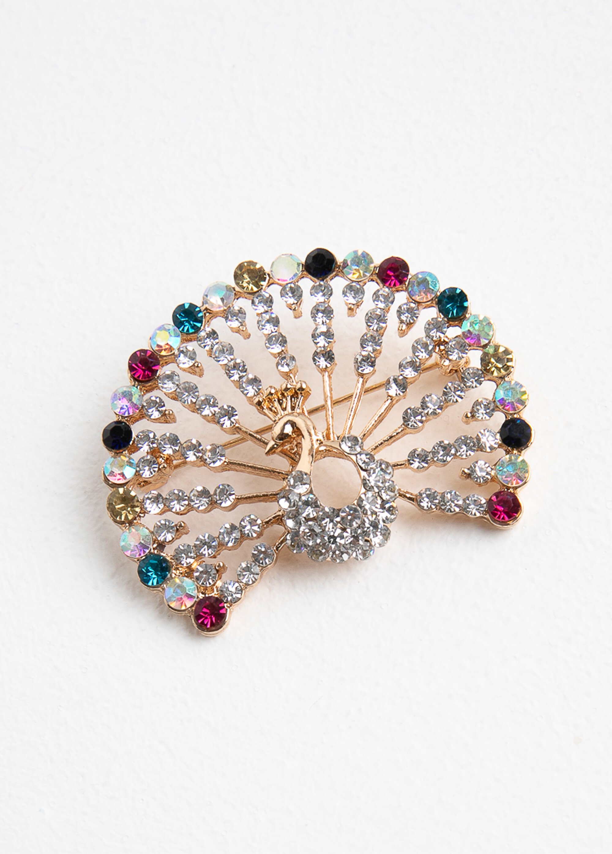 Broche paon multicolore