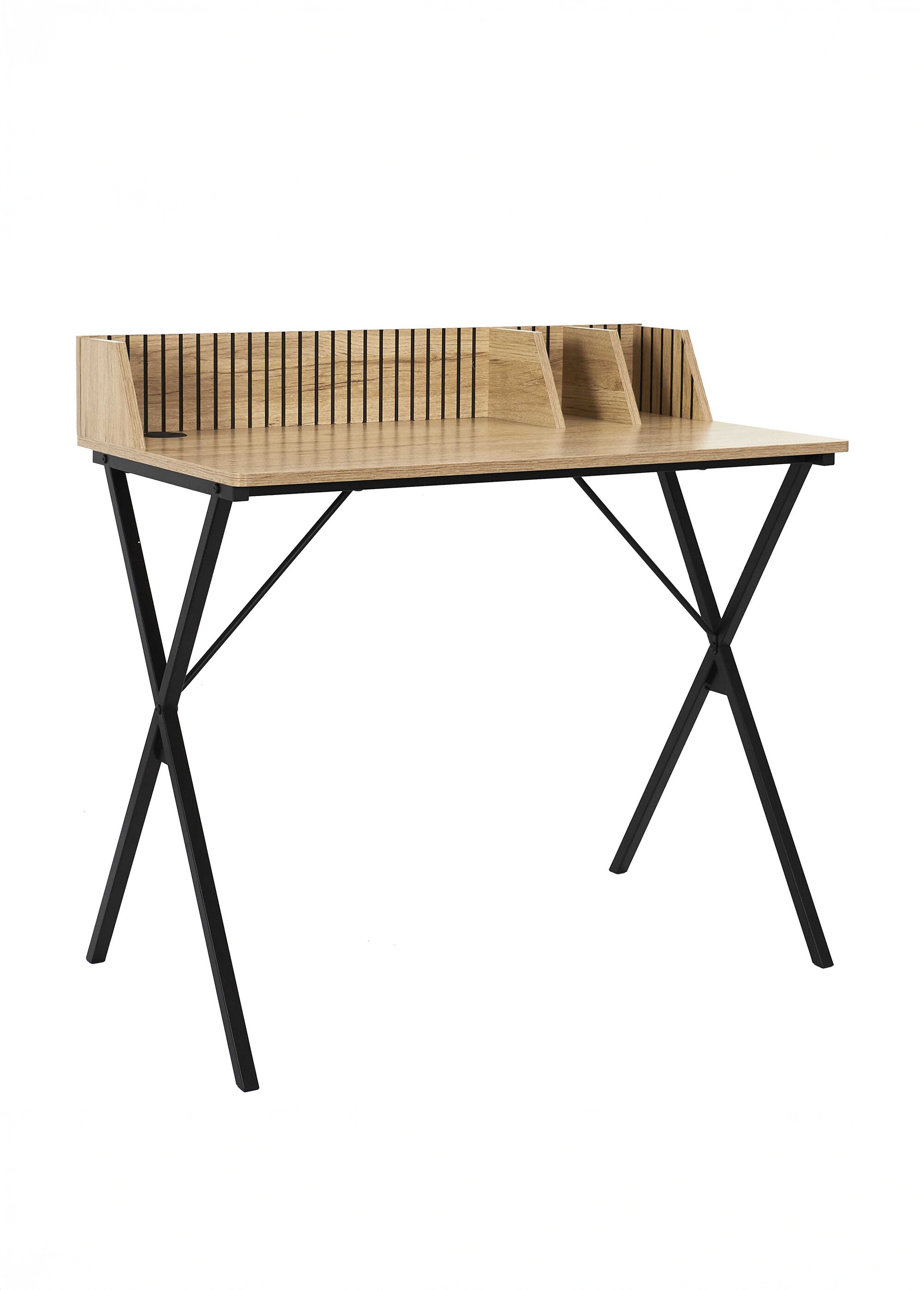 Bureau en métal et bois claustra BEIGE CMP-HD0380 FA1