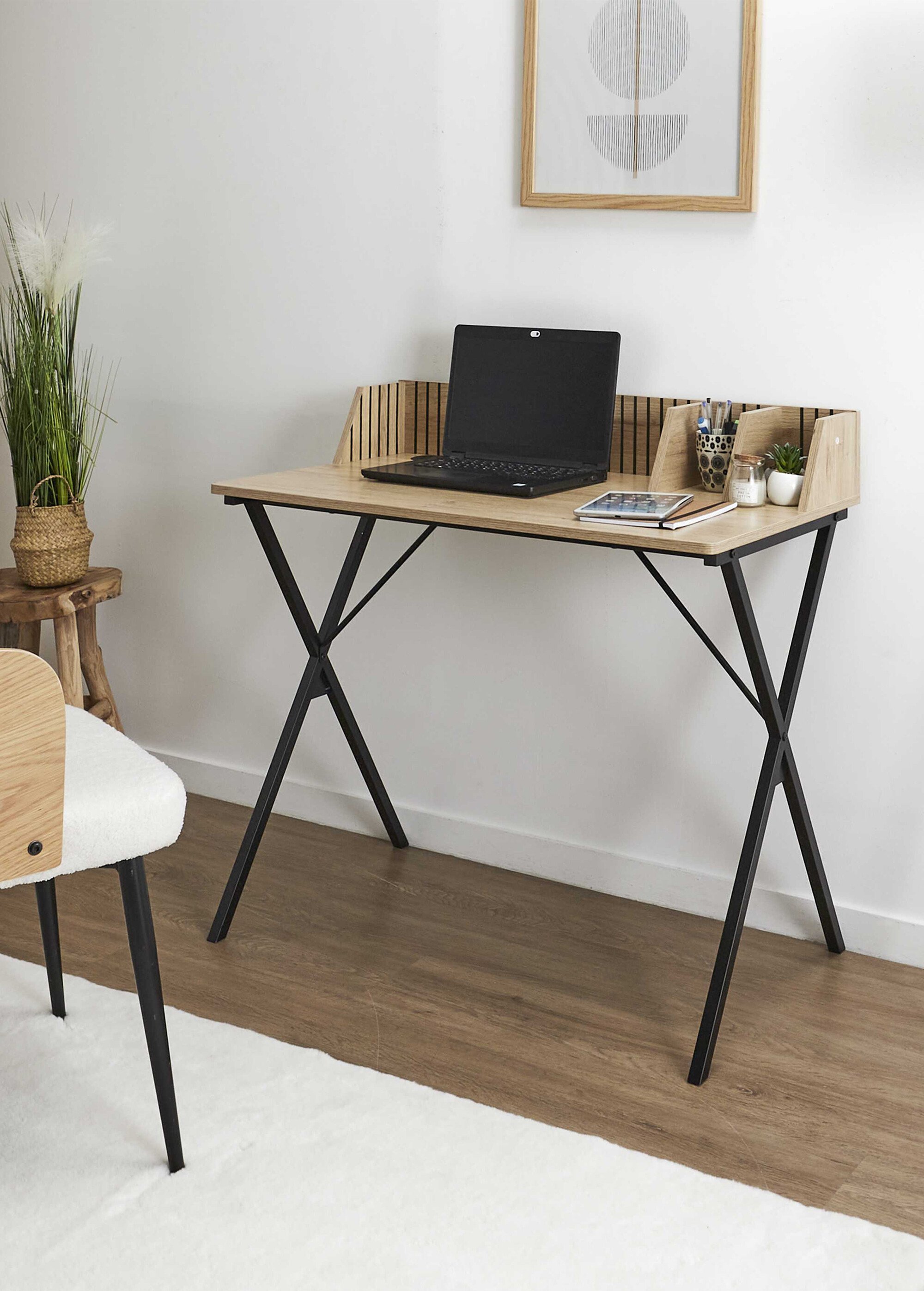 Bureau en métal et bois claustra BEIGE CMP-HD0380 SI1