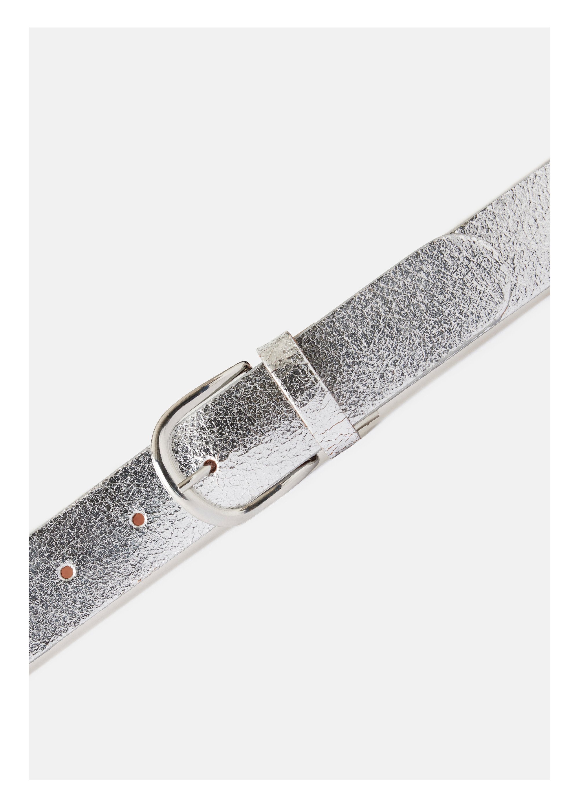 Ceinture en cuir métallisé Femme Argenté UNIQUE DE3
