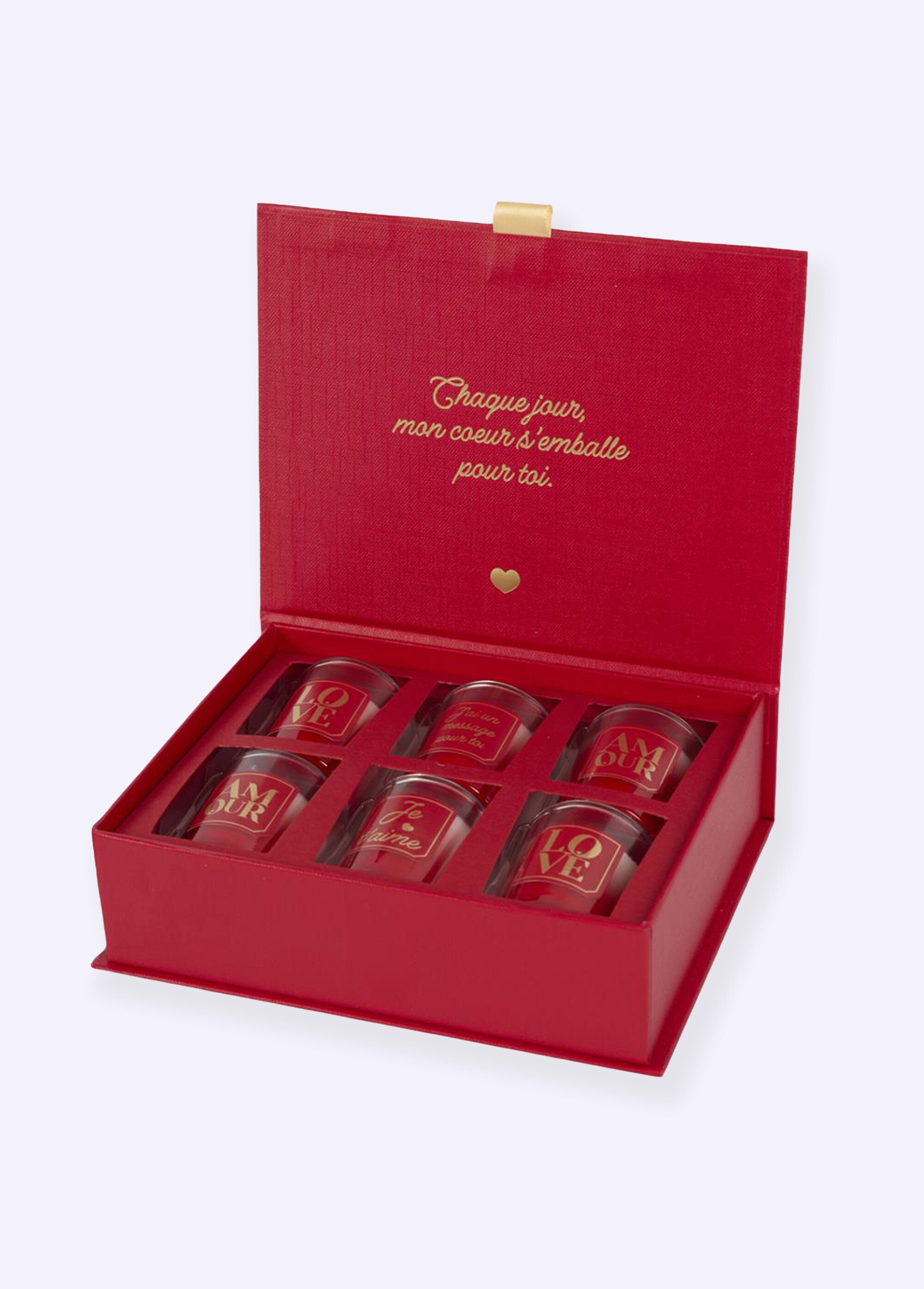 Coffret 6 bougies parfumées thème Amour Rouge CMP-BO0168 FA1