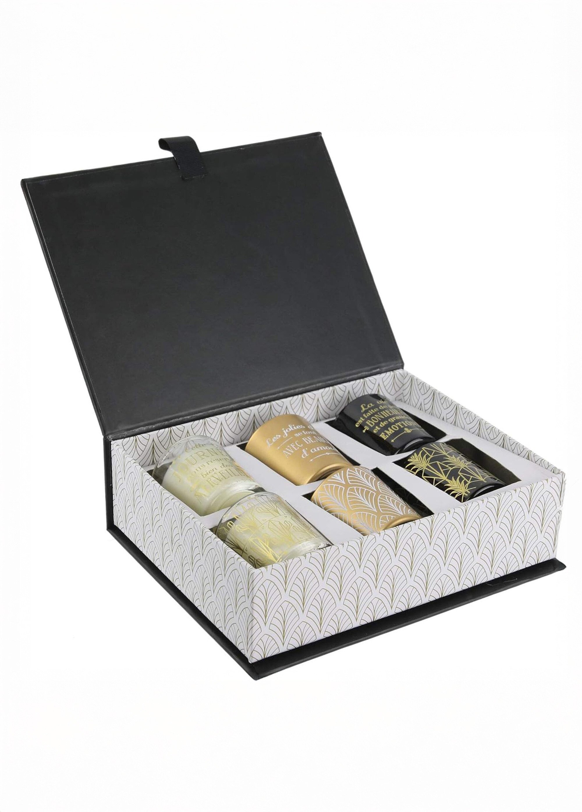 Coffret 6 bougies parfumées thème Art déco Noir CMP-BO5134 DE1
