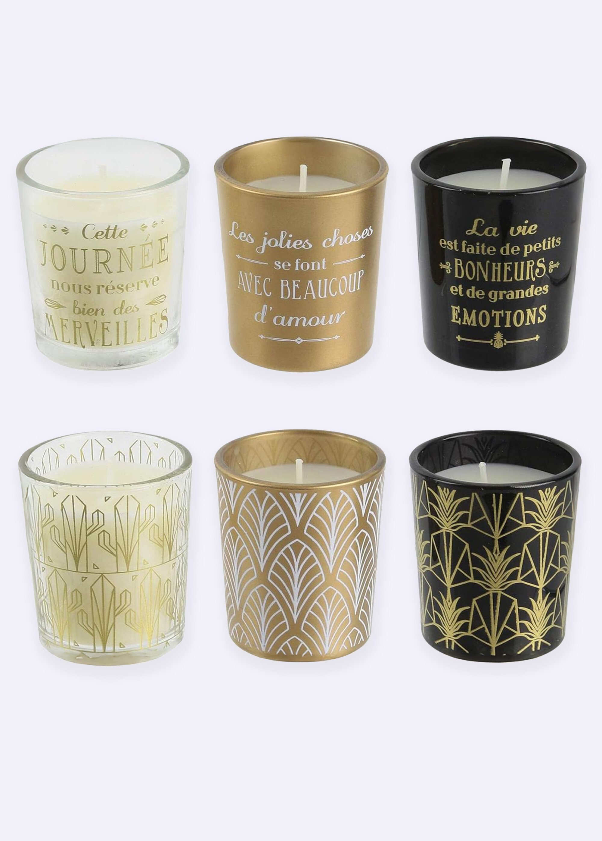 Coffret 6 bougies parfumées thème Art déco