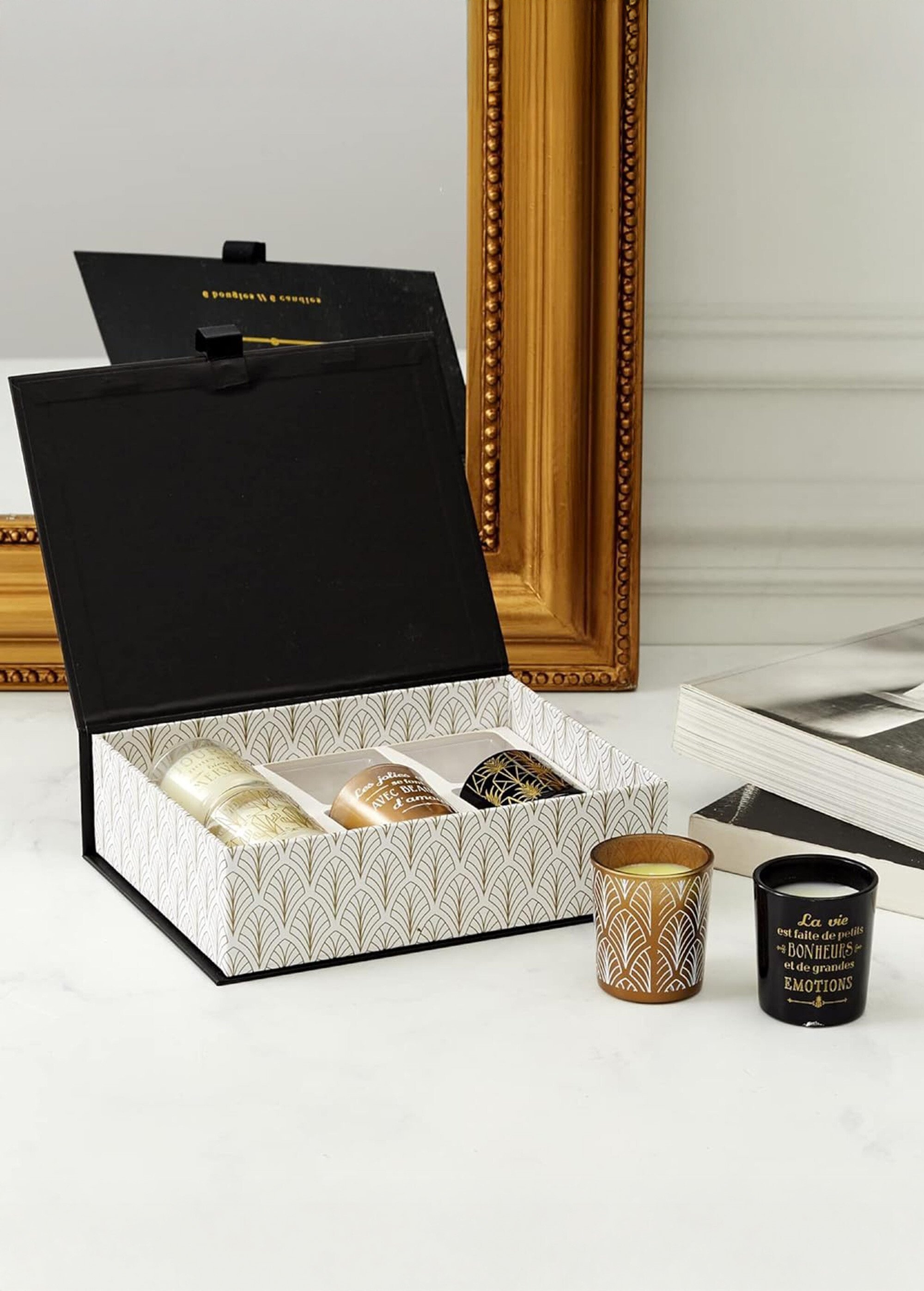 Coffret 6 bougies parfumées thème Art déco Noir CMP-BO5134 SI1