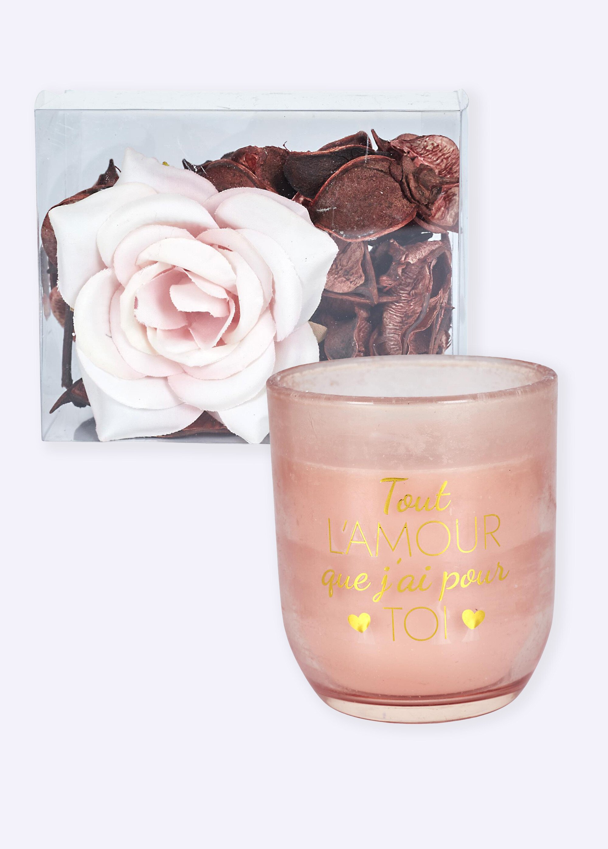 Coffret bougie parfumé + pot pourri Rose CMP-BO0103 FA1