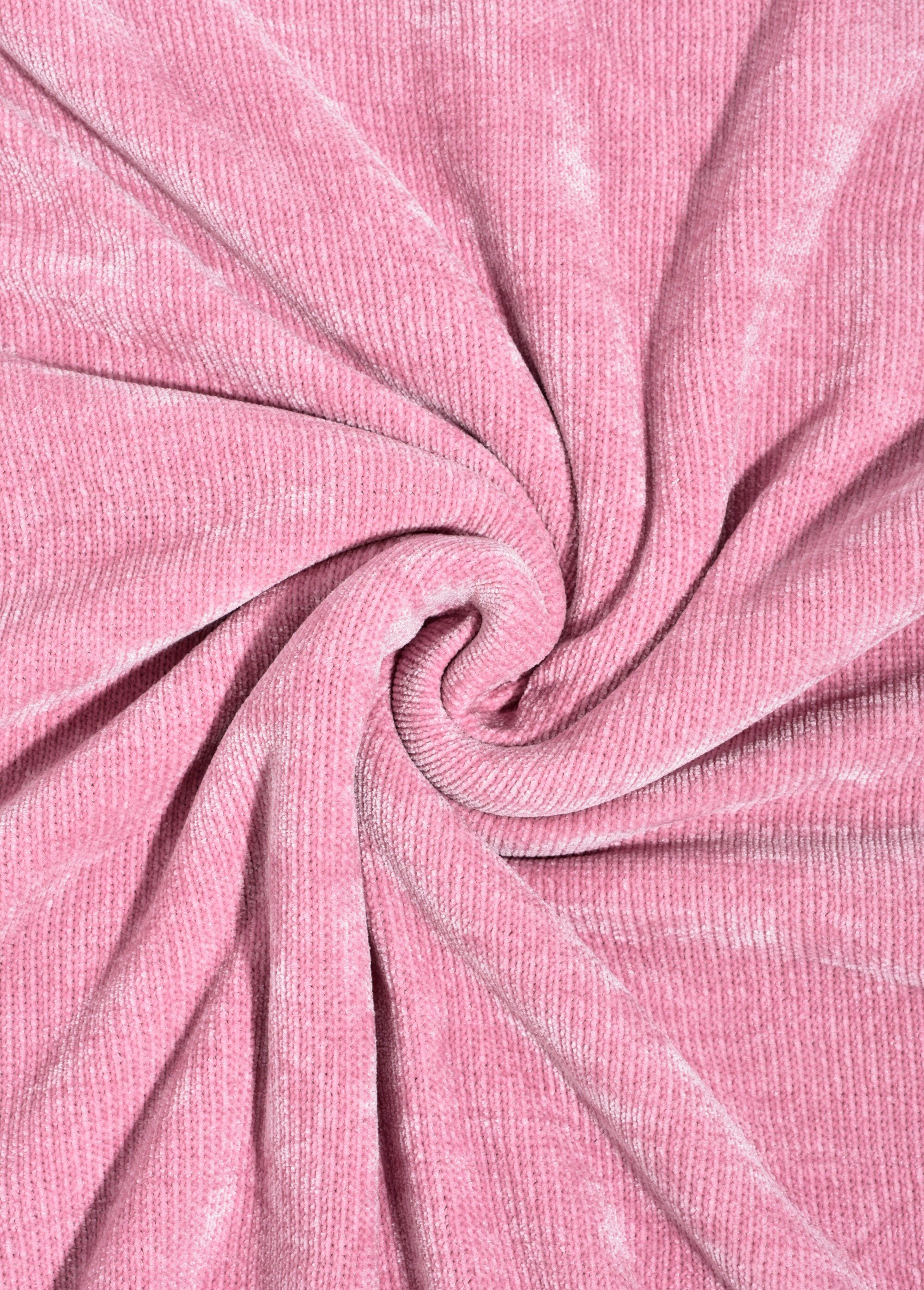 Coupon tissu habillement maille chenille ROSE COT143924 FA1