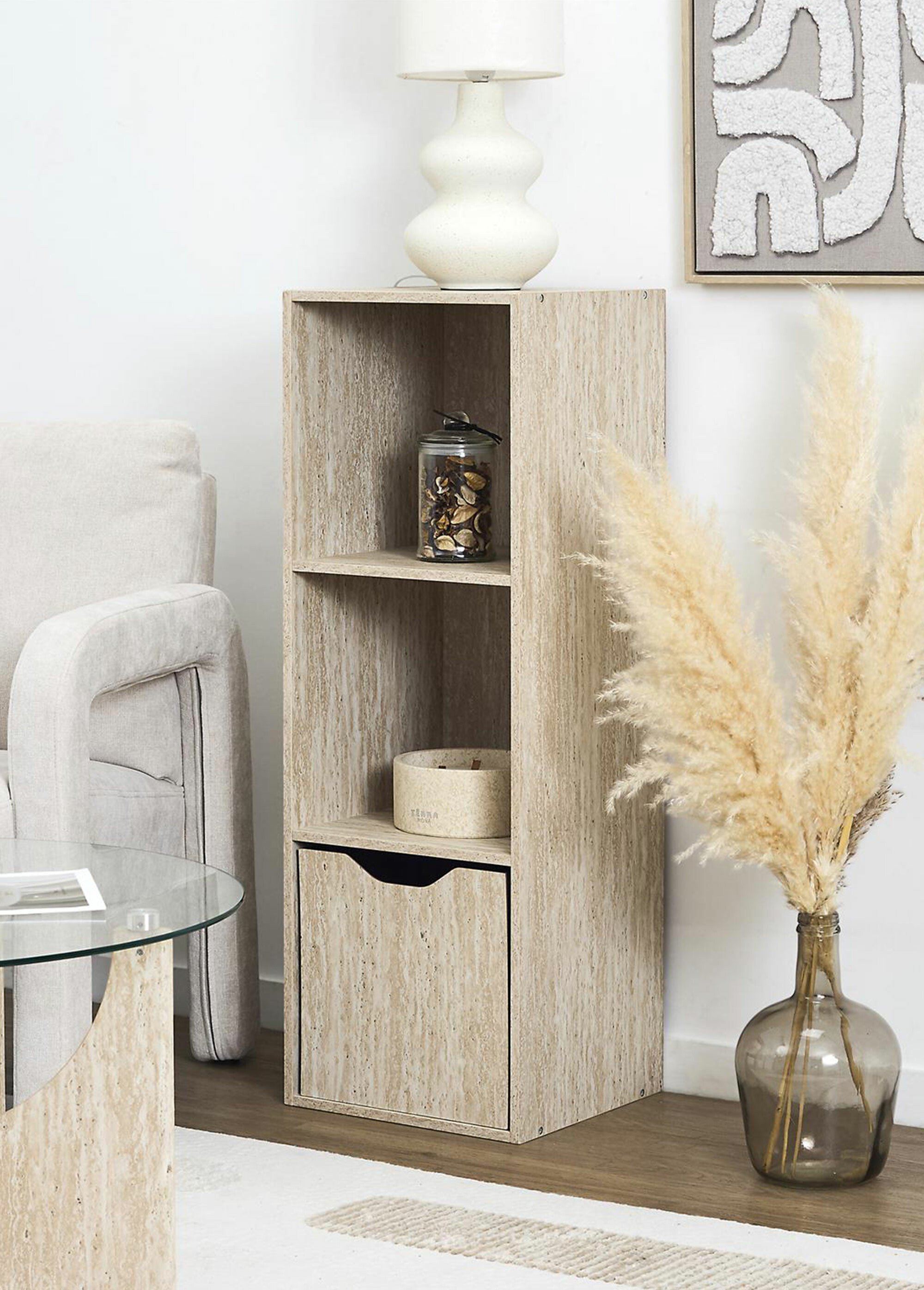 Cube de rangement pliable effet matière Marron CMP-HD7758 SI2