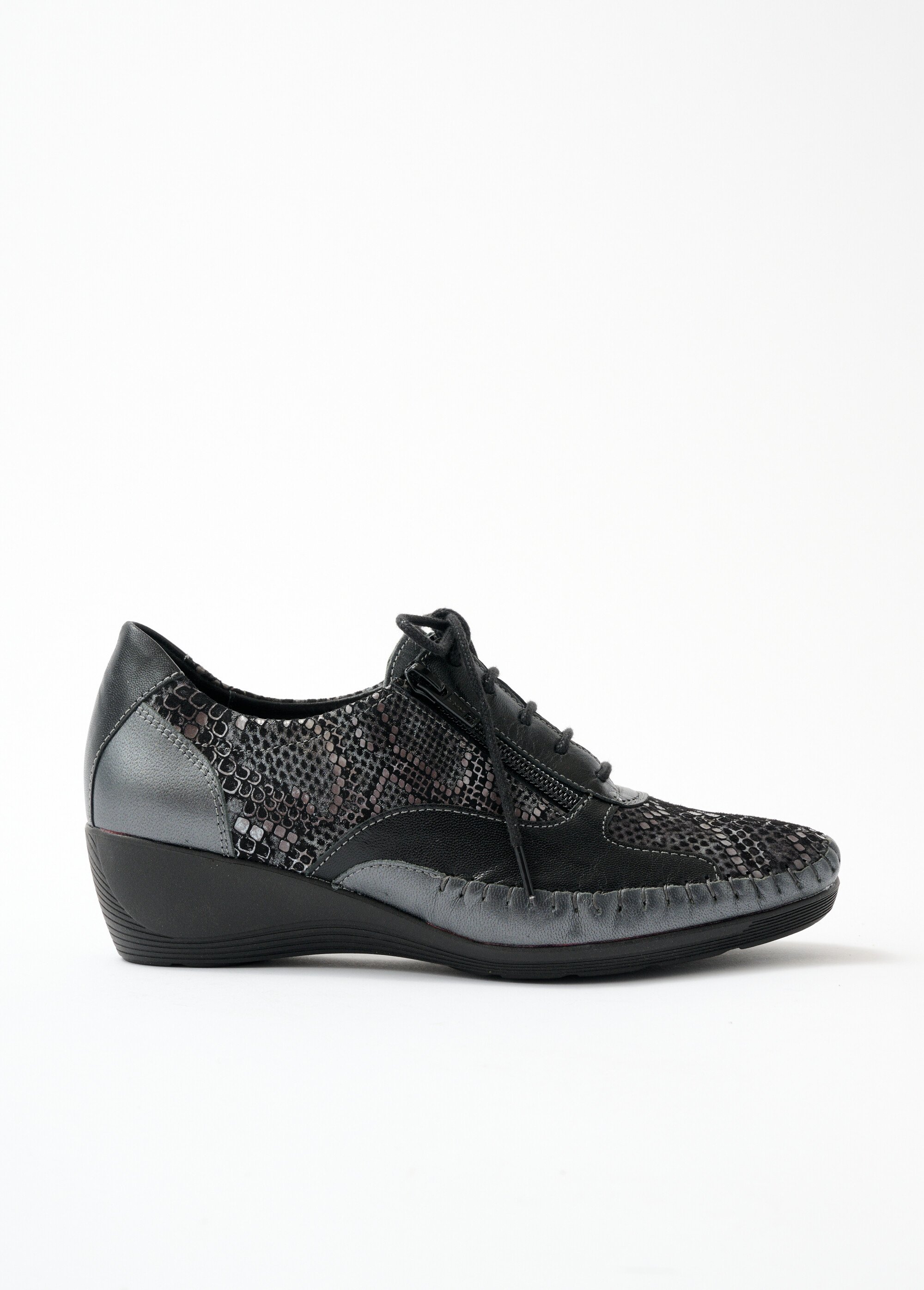 Derbies cuir zippées effet laçage Femme Noir ORADIAL DR1