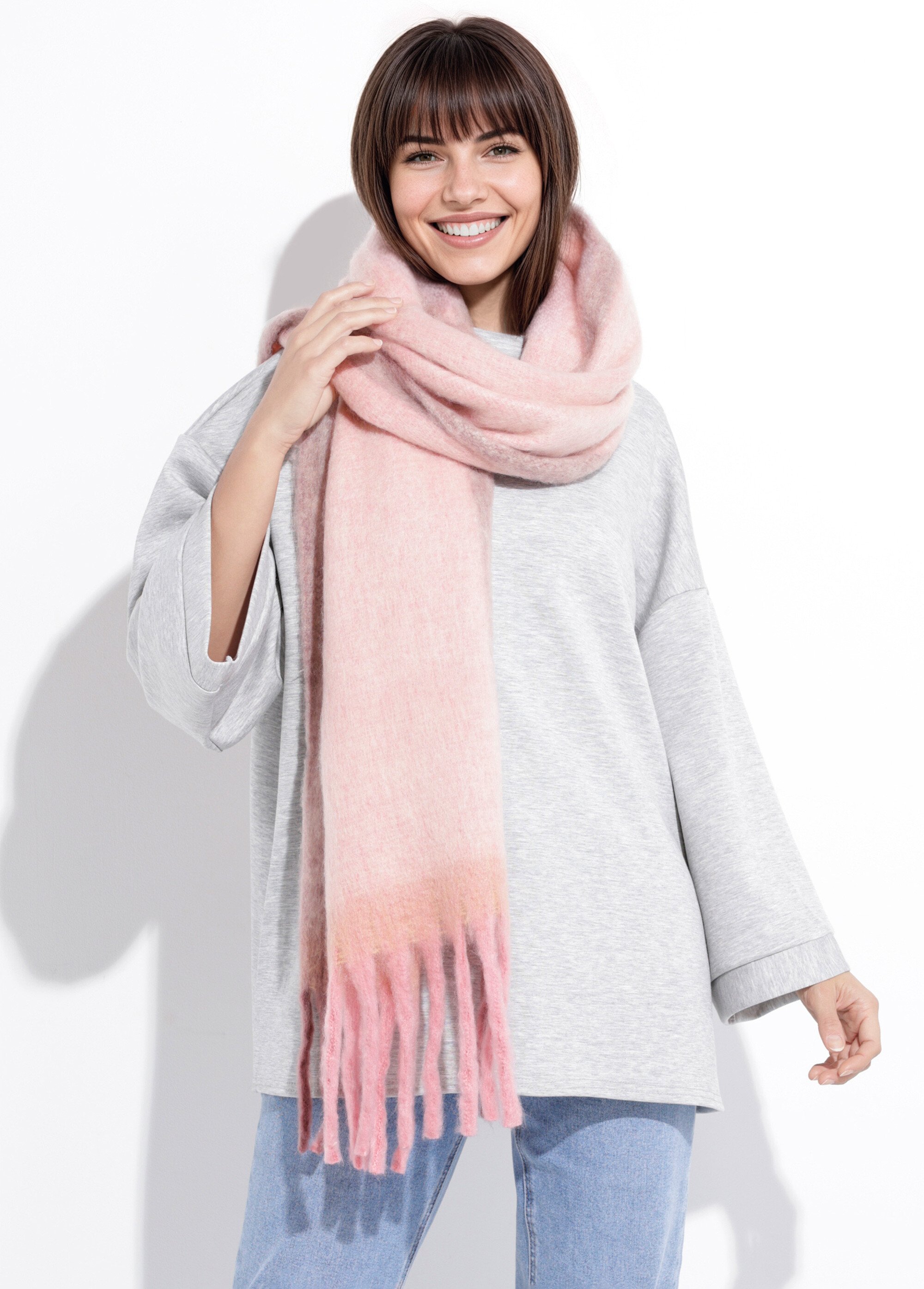 Echarpe longue multicolore fantaisie Femme Rose NES180LSW2532 MV1