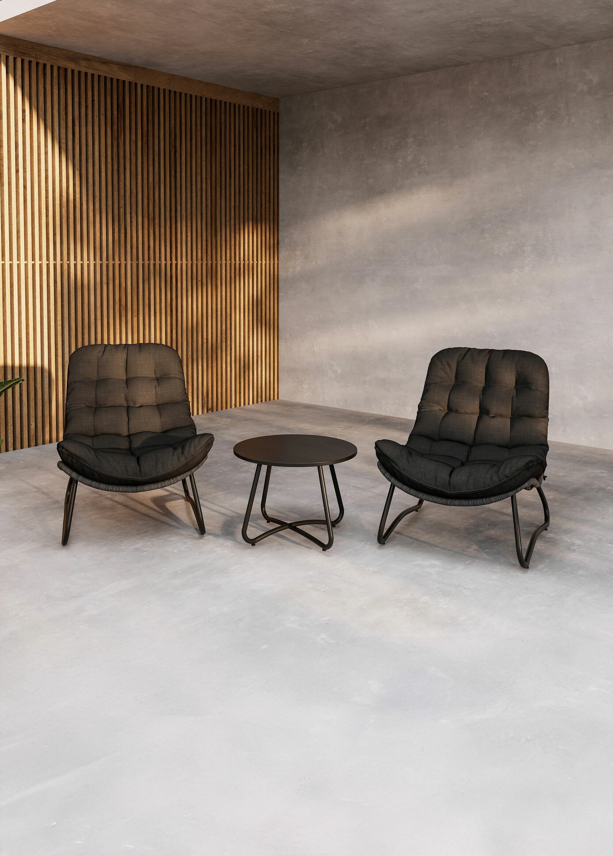 Ensemble Fauteuils confortables + Table GRIS VEN-9803-100 SI1