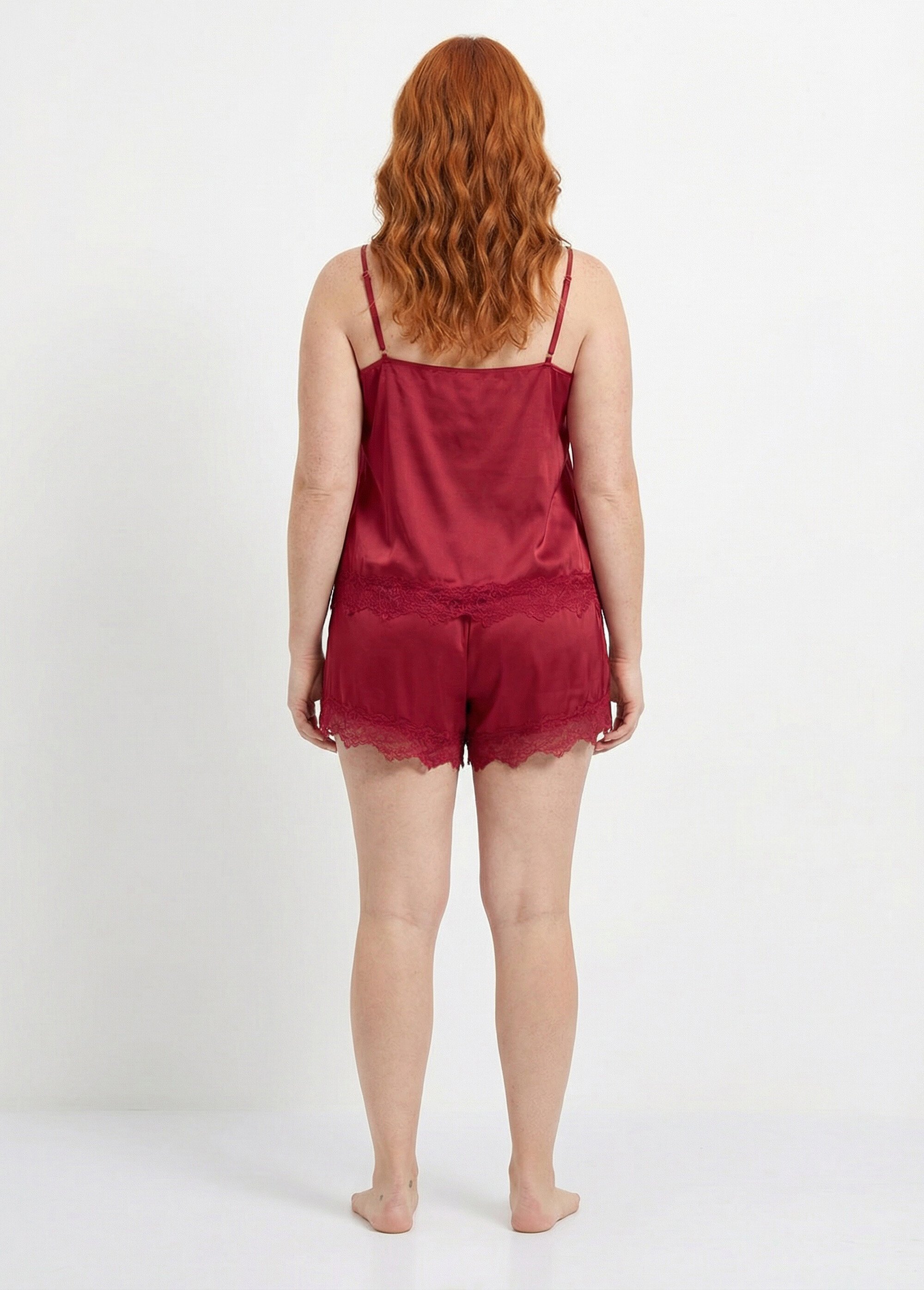 Ensemble top + short satin et dentelle