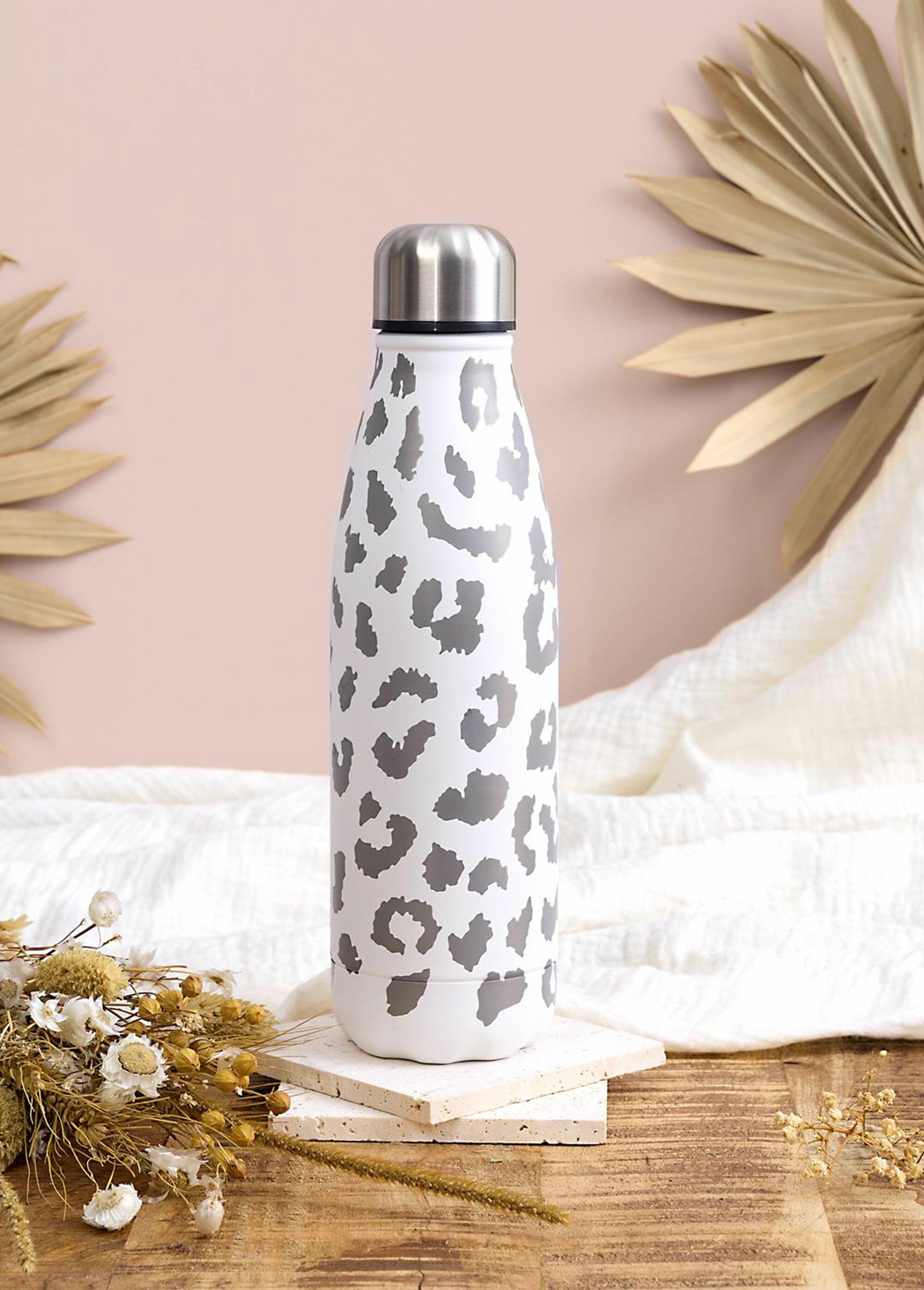 Gourde isotherme inox décor léopard Blanc CMP-KA0811 SI1