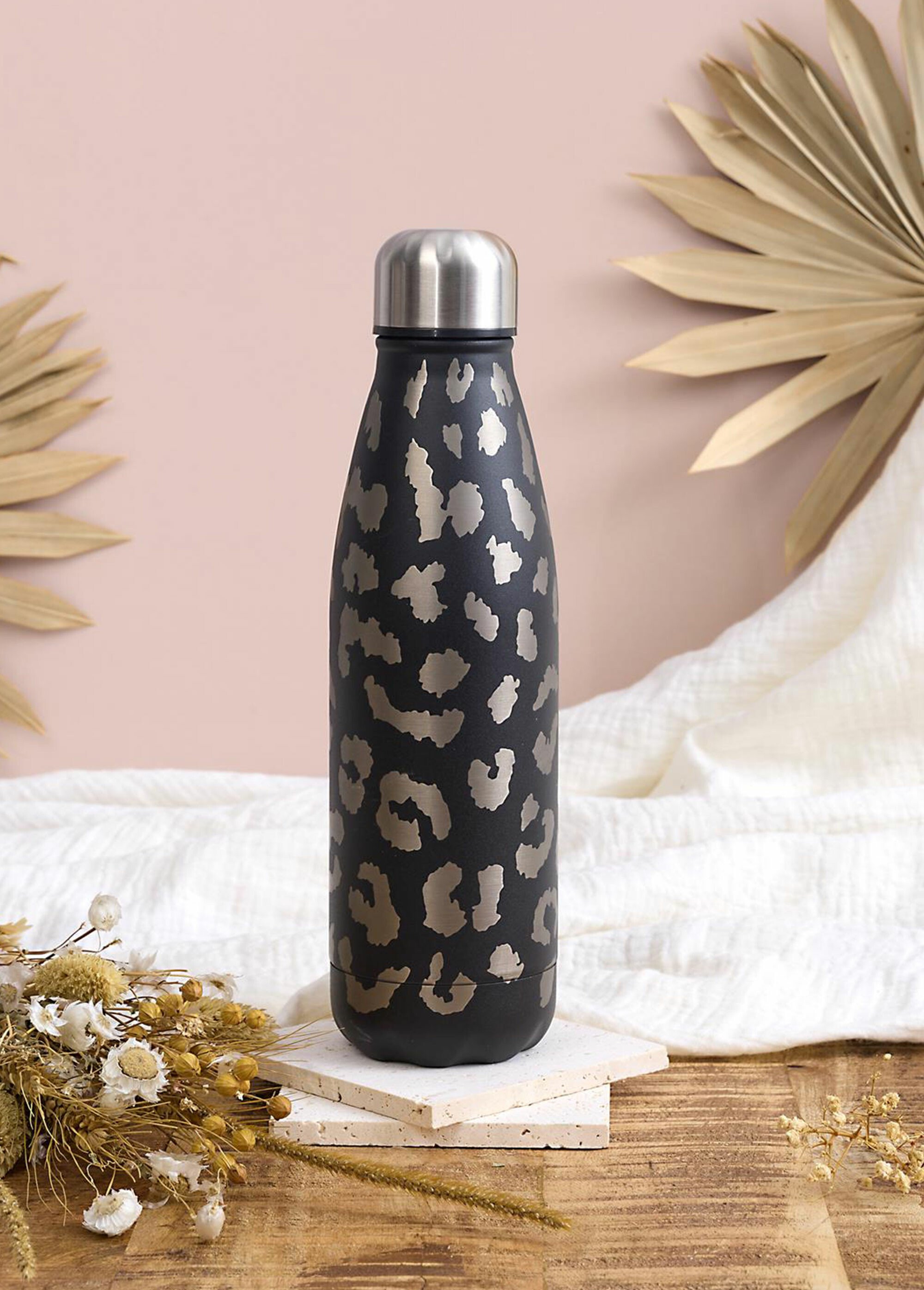 Gourde isotherme inox décor léopard Noir CMP-KA0811 SI1