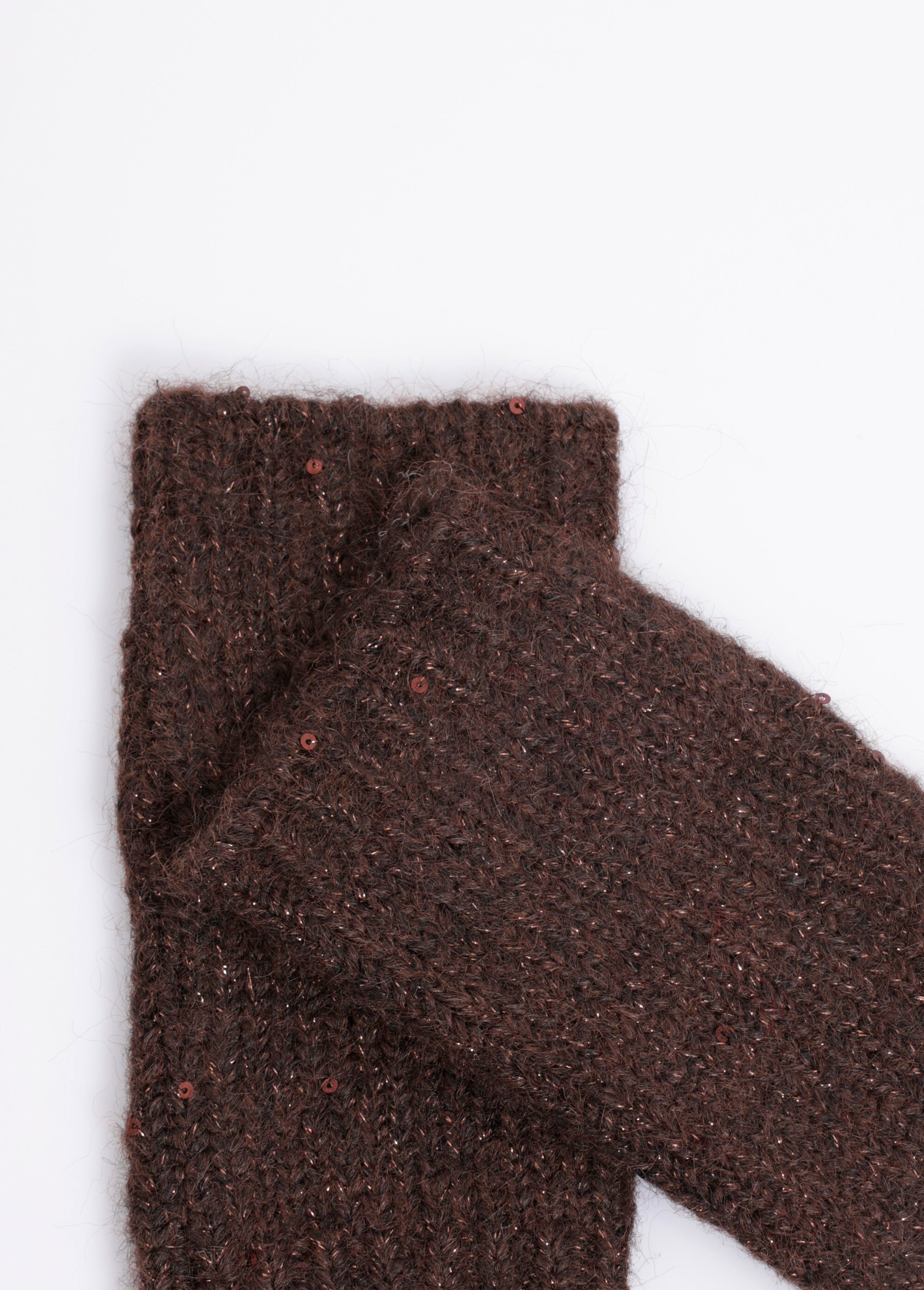 Mitaines maille brillante avec sequins Femme Marron NES180LFG2506 DE1