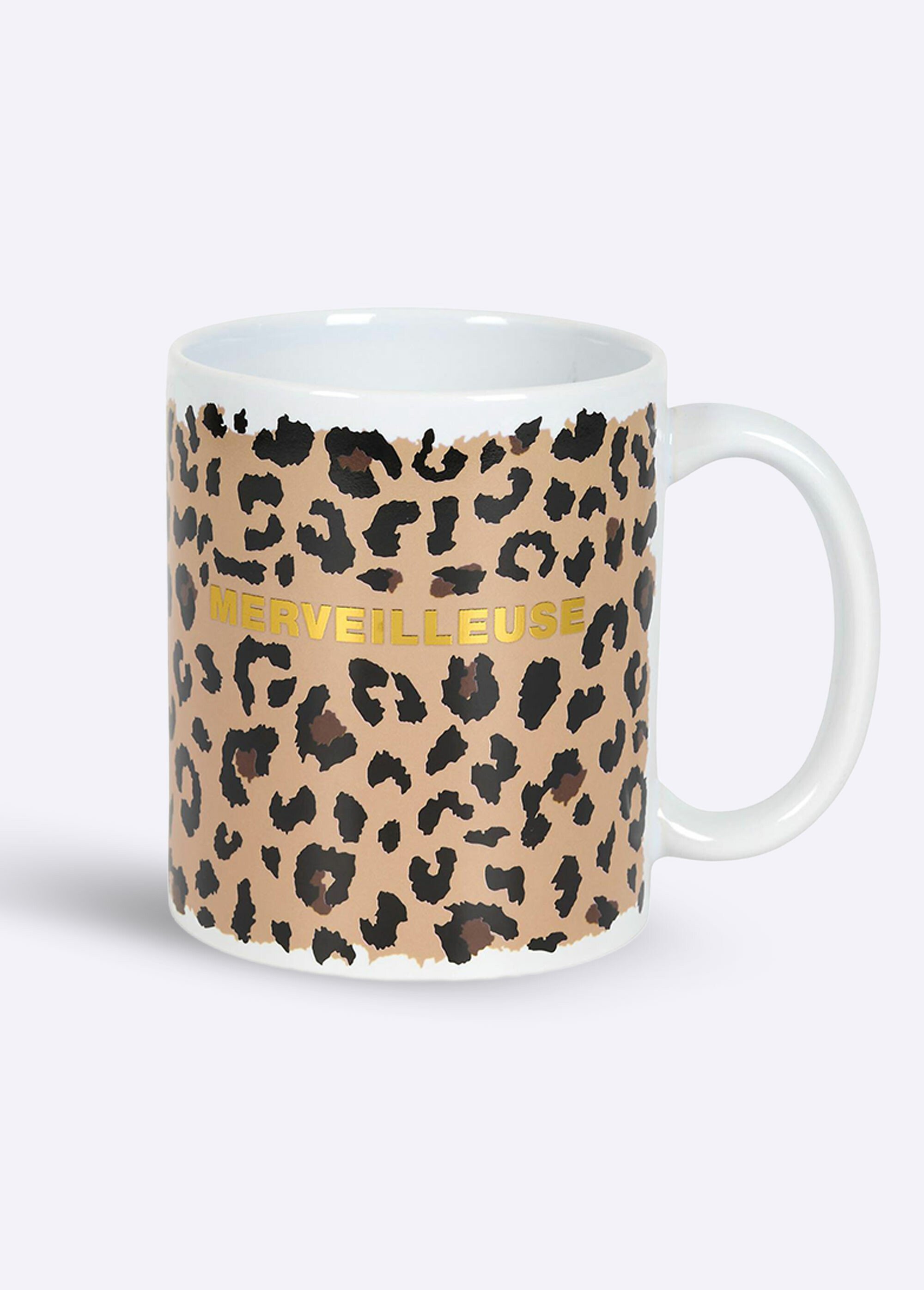 Mug céramique à message motif léopard Marron CMP-KA0749 FA1