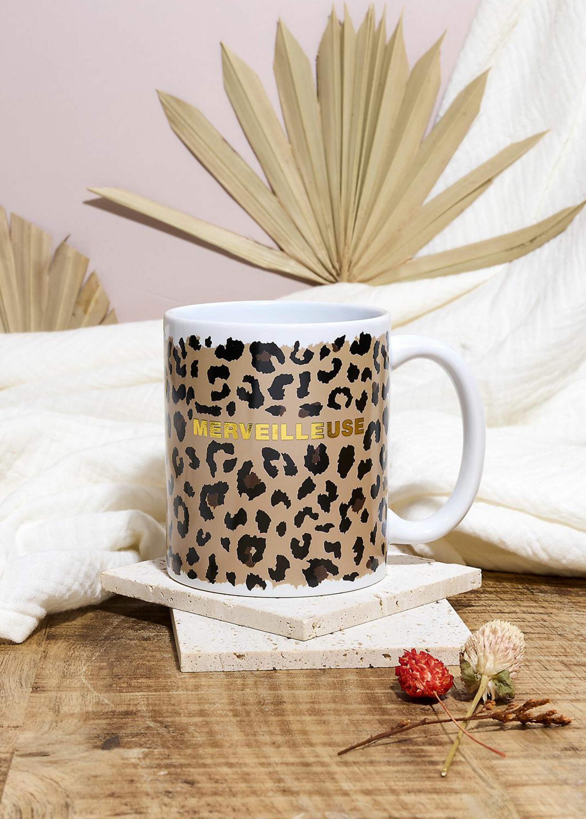 Mug céramique à message motif léopard Marron CMP-KA0749 SI1